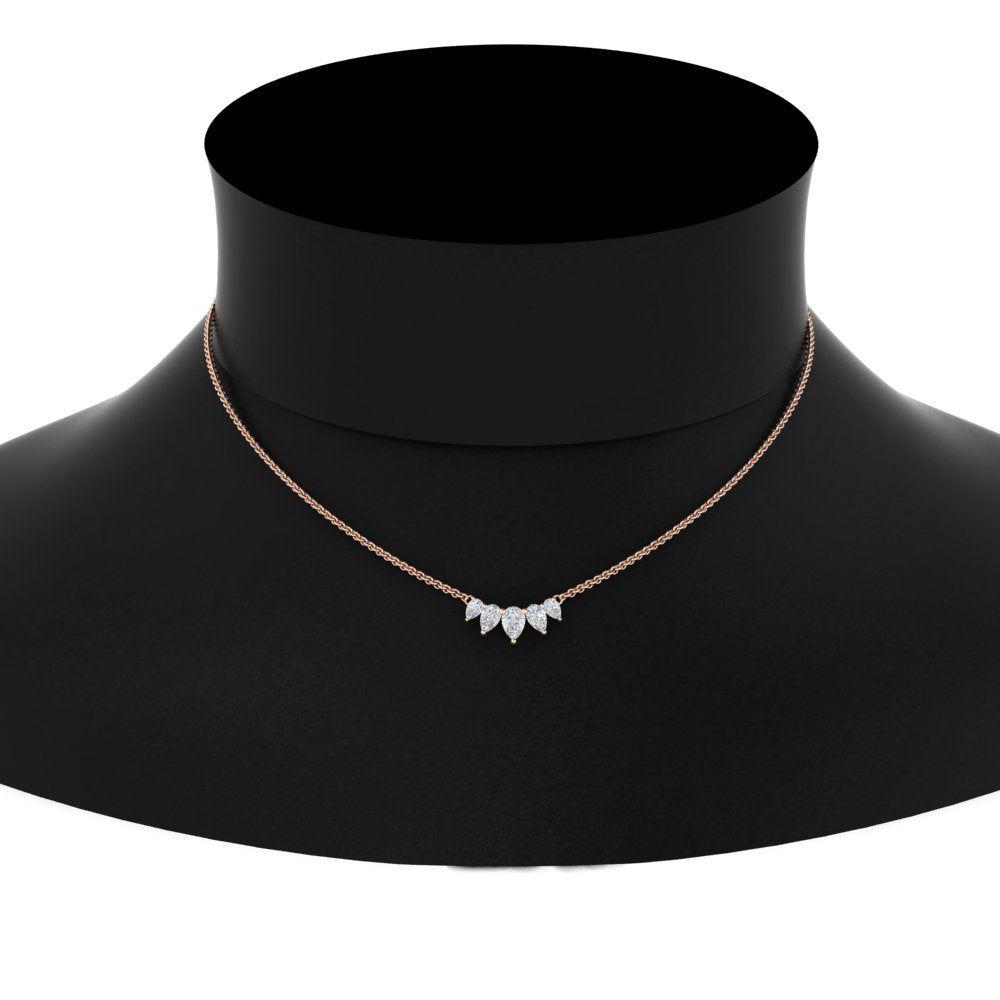 0.75 Carat 5 Stone Pear Shaped Diamond Necklace