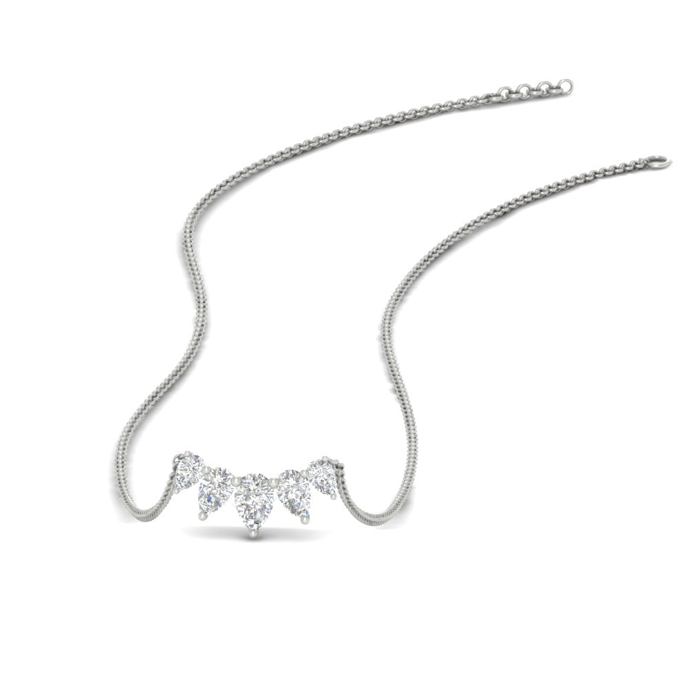0.75 Carat 5 Stone Pear Shaped Diamond Necklace