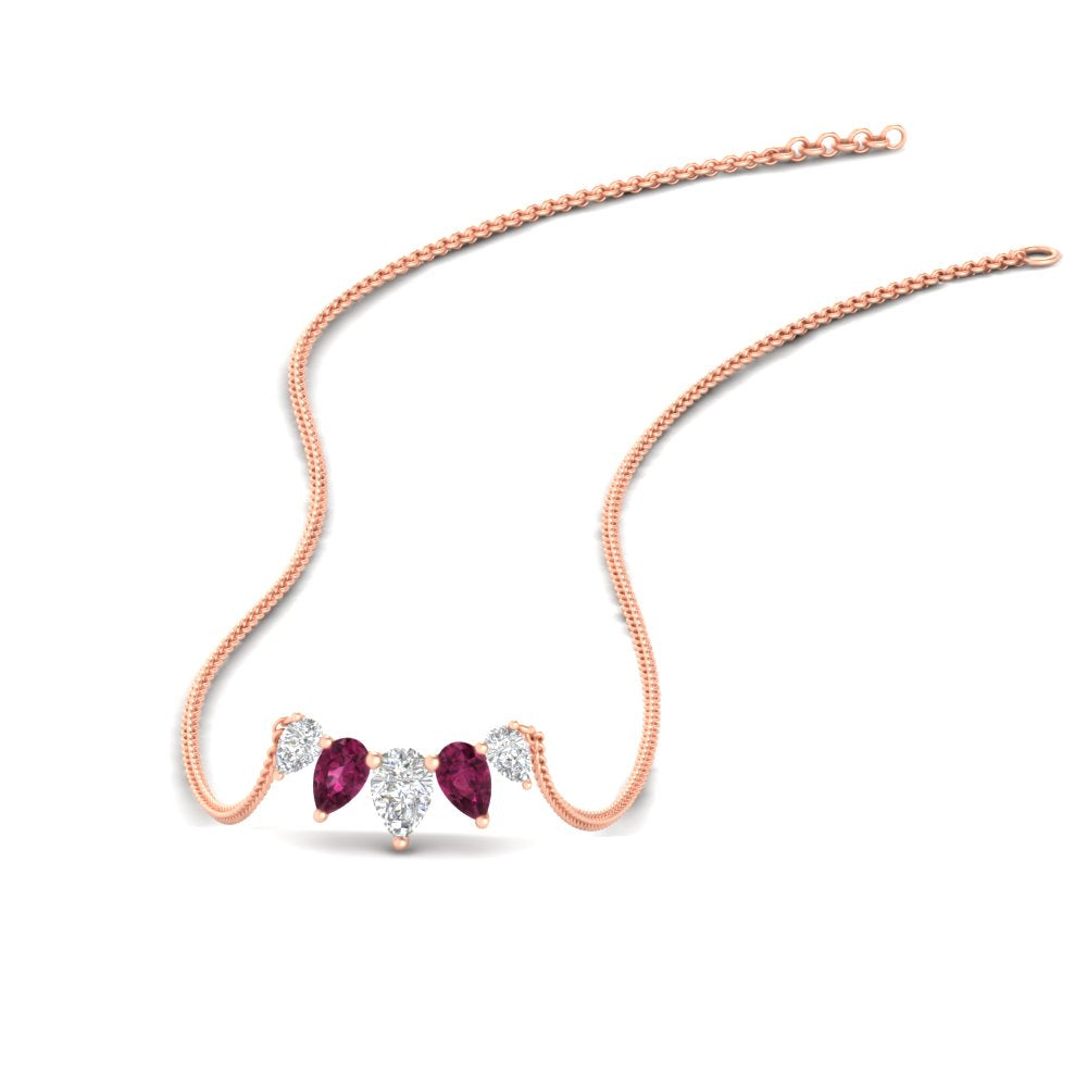 0.75 Carat 5 Stone Pear Shaped Diamond Necklace