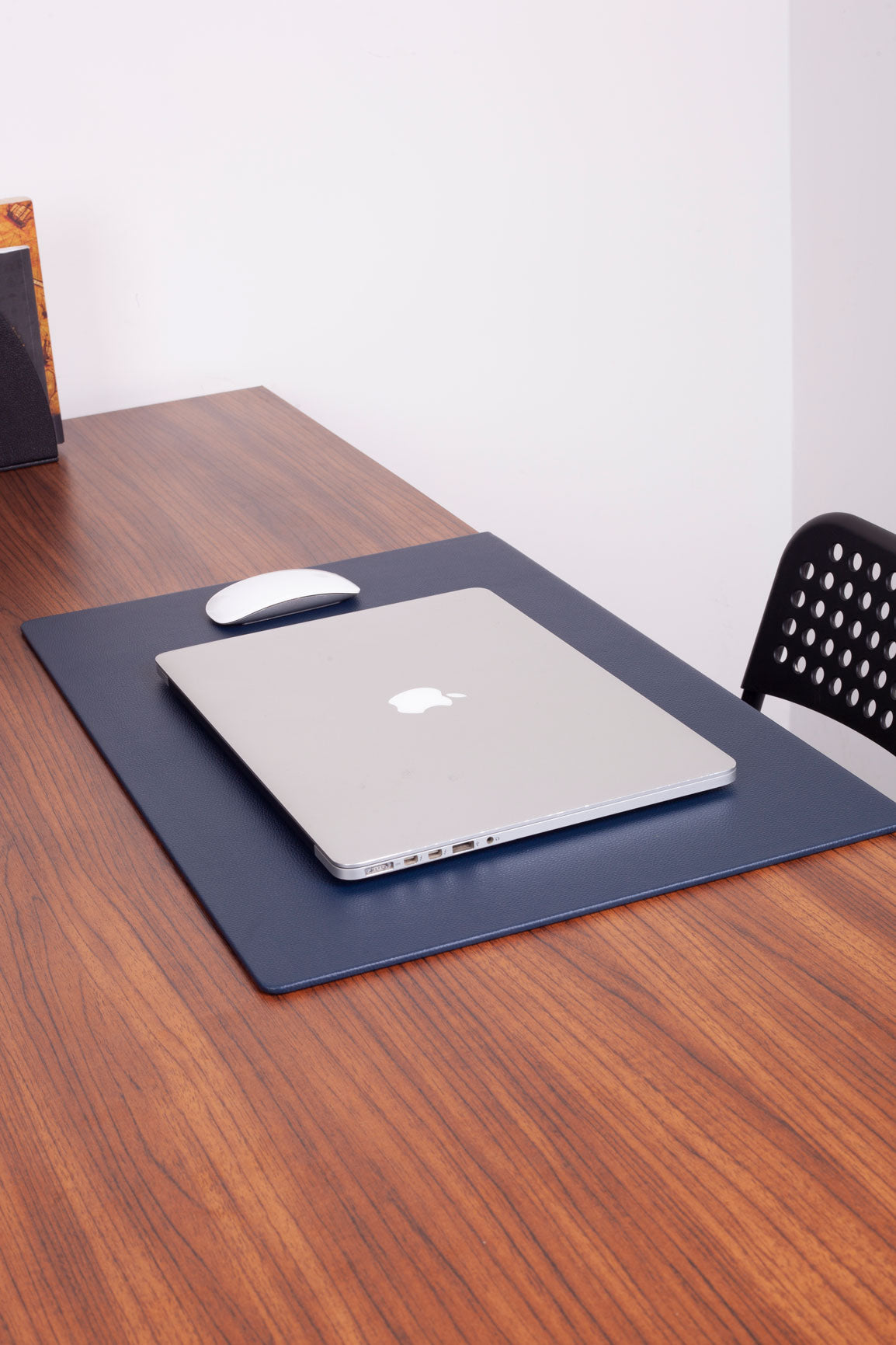 Premium Faux Leather Desk Mat Navy Edge Protection Limited