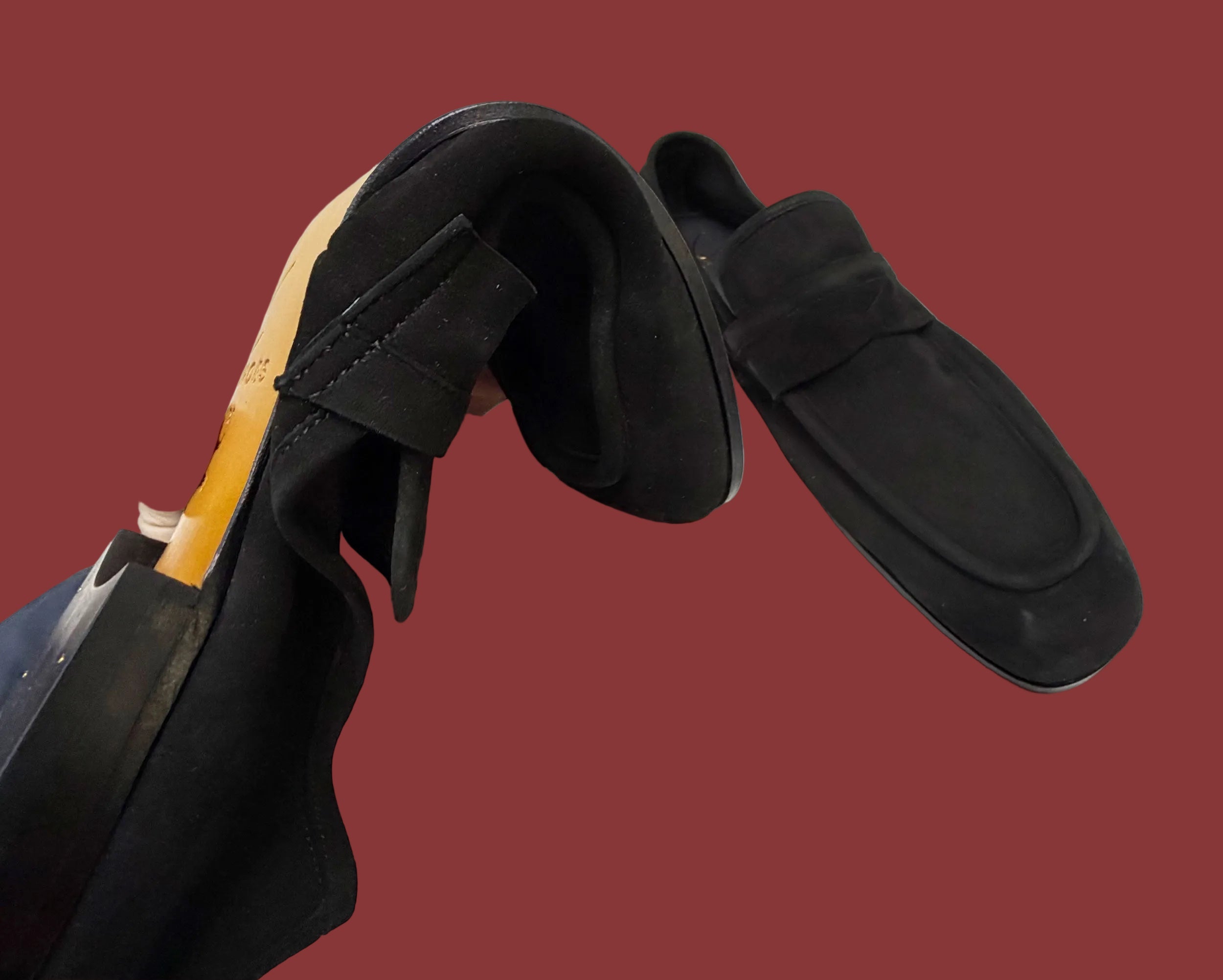 C Collection Suede Penny Loafer - Black