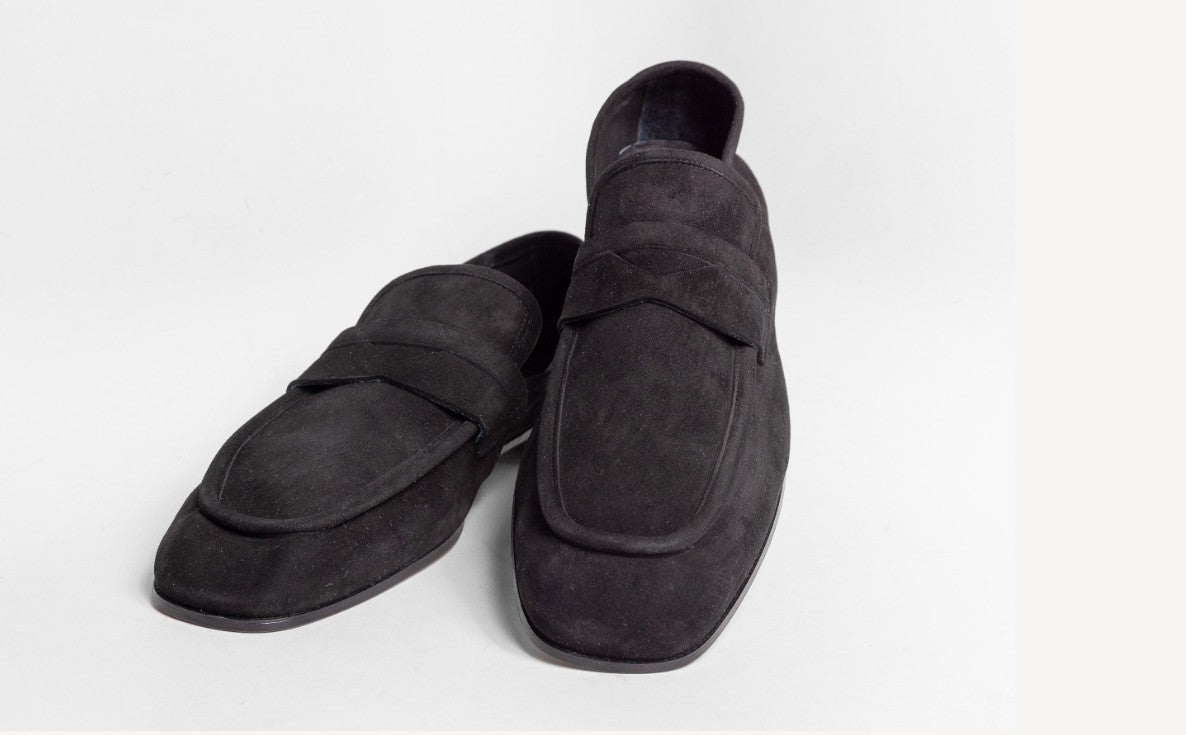 C Collection Suede Penny Loafer - Black