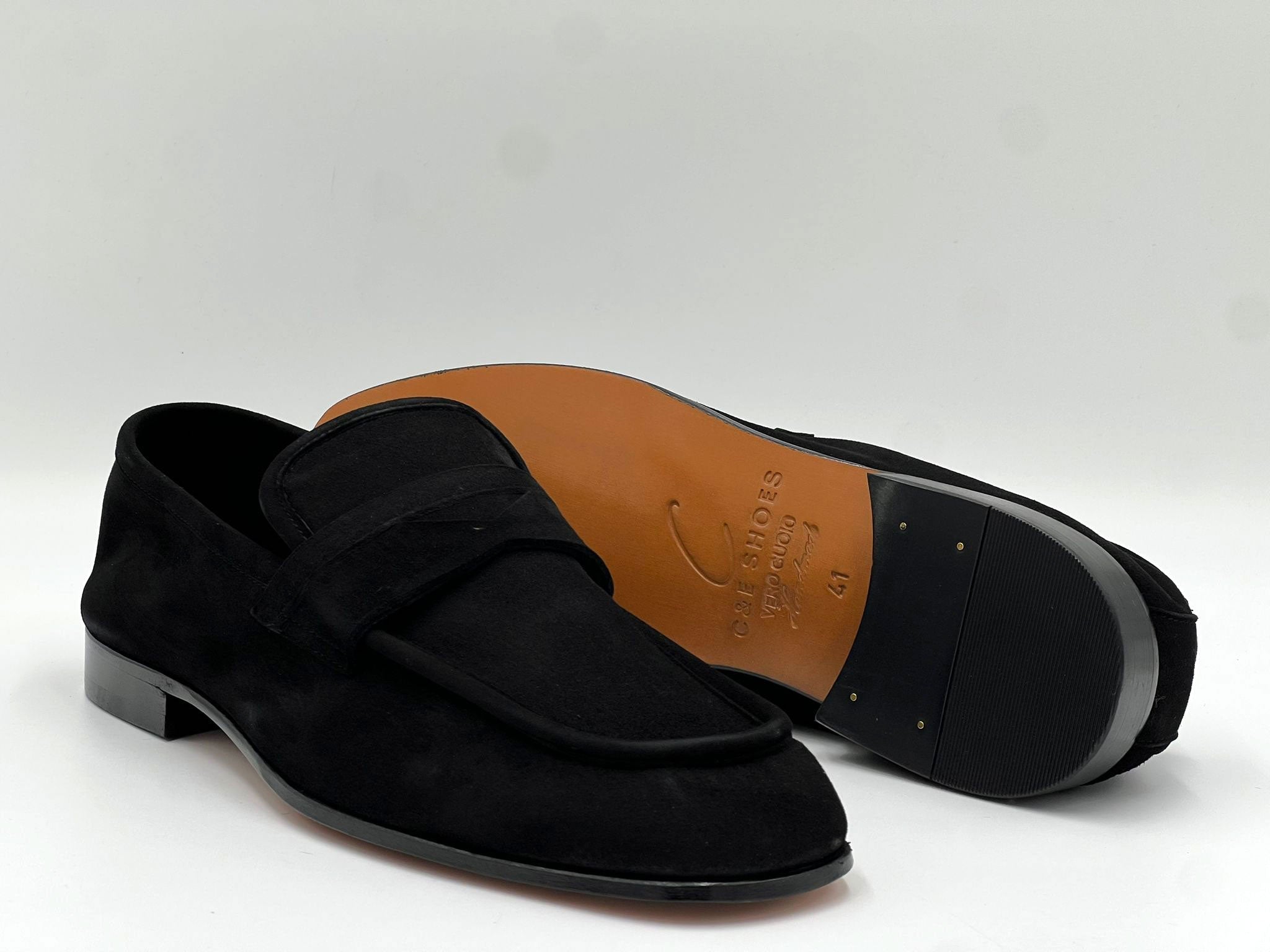 C Collection Suede Penny Loafer - Black