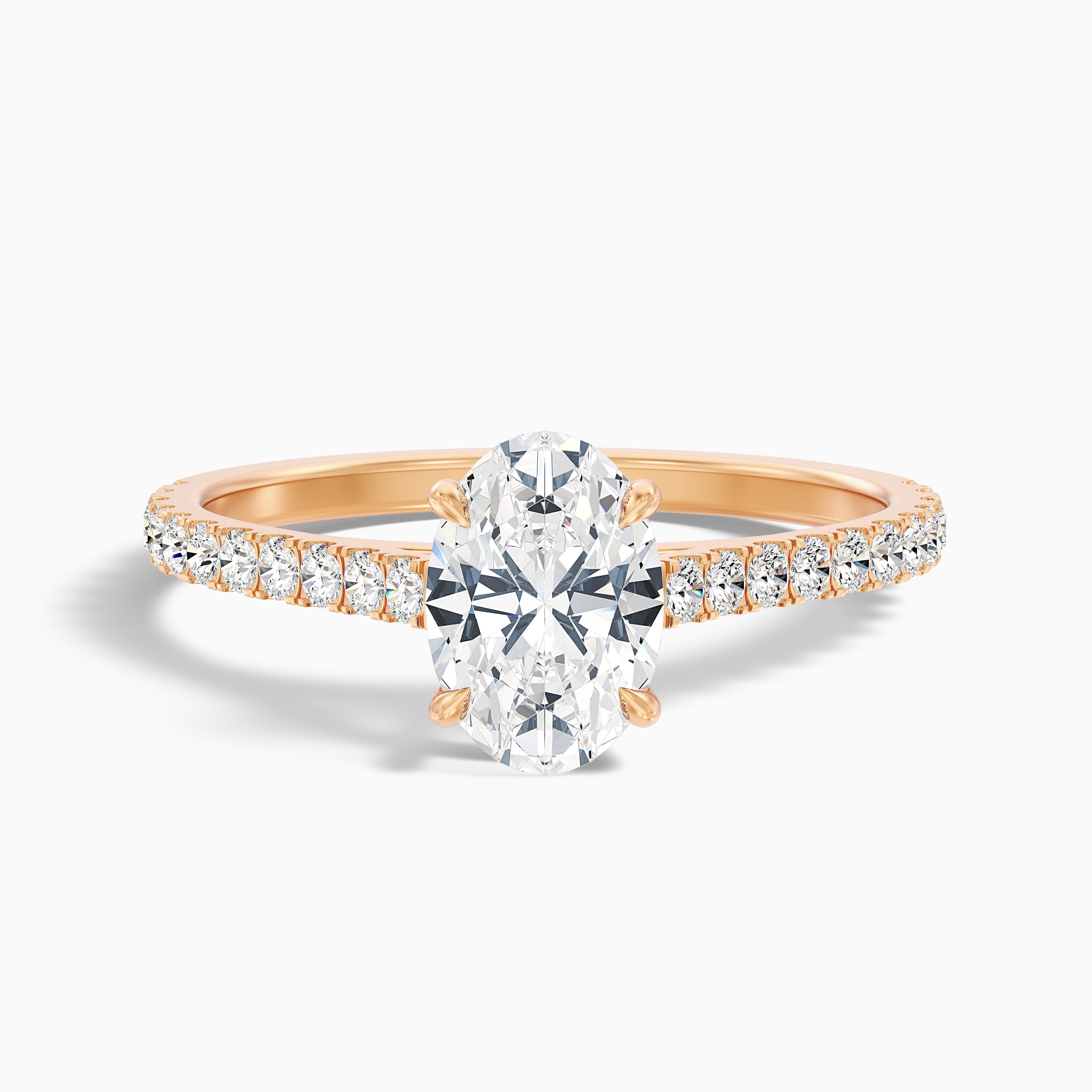 Zoe 2 Carat Oval Side Stone Pave Lab Grown Engagement Ring in 18k White Gold