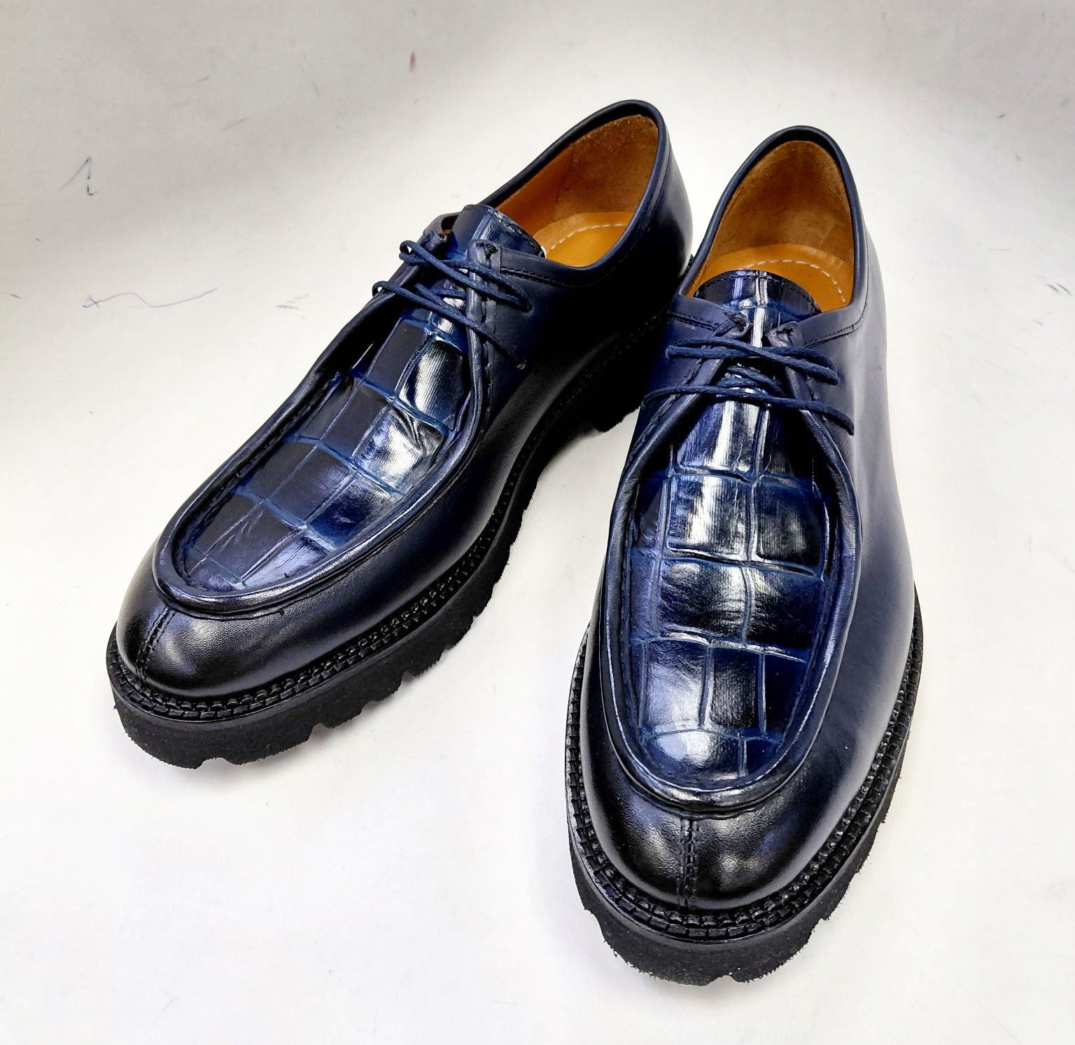 C Collection Calfskin Lace Up Shoe - Blue