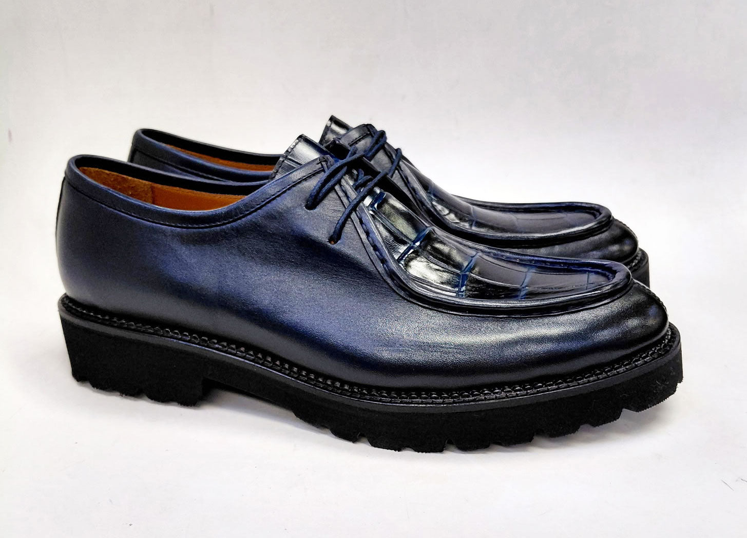 C Collection Calfskin Lace Up Shoe - Blue