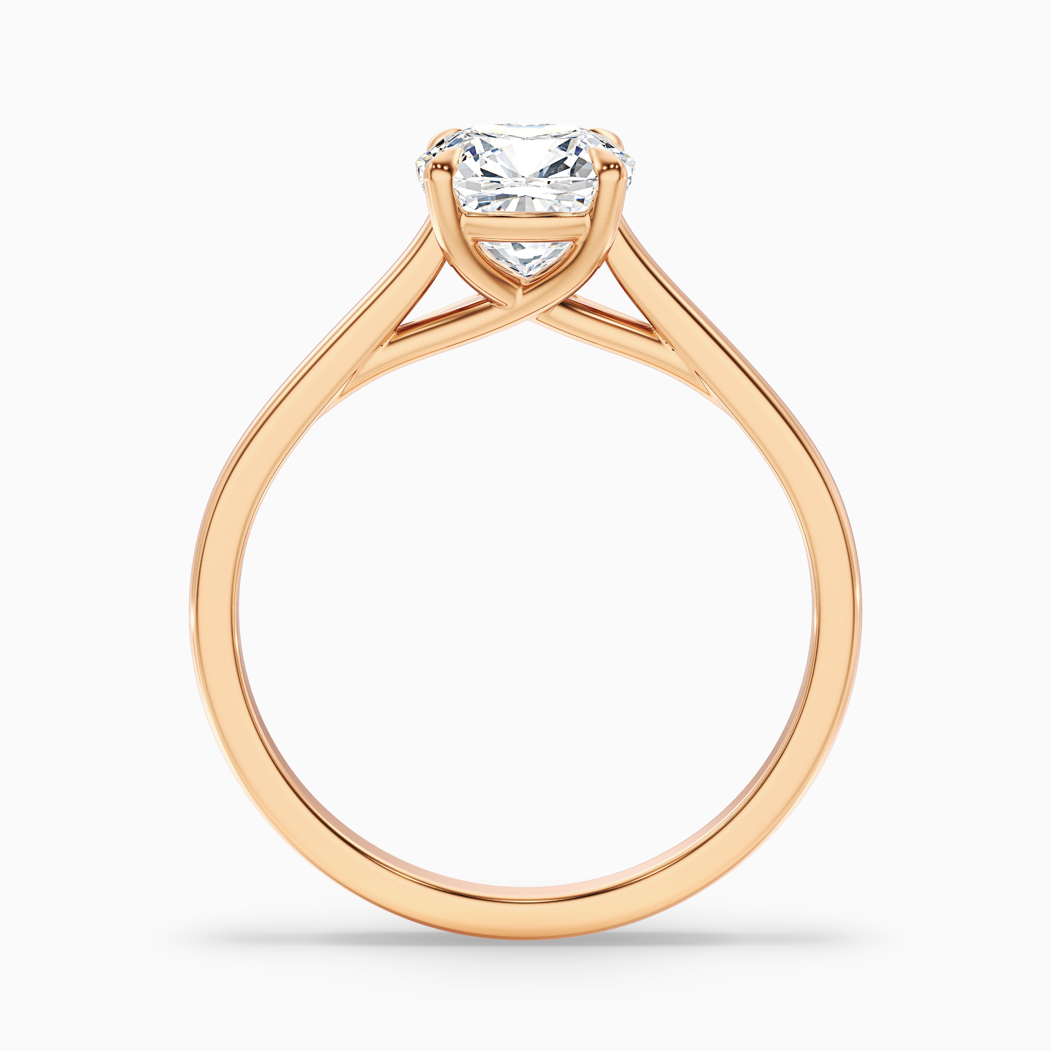 Joy 2 Carat Cushion Cut Solitaire Lab Grown Engagement Ring in 18k Yellow Gold