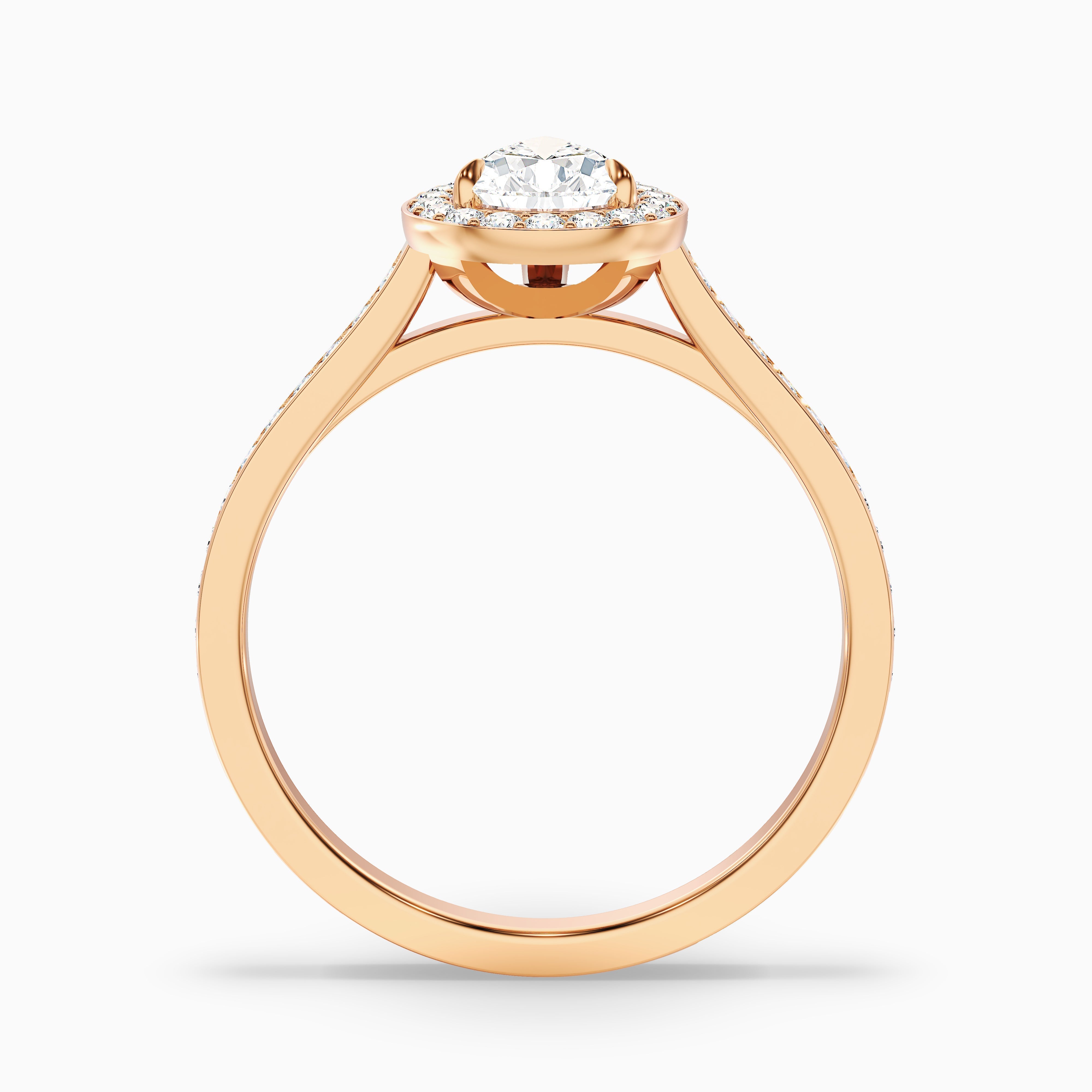 Elena 2 Carat Pear Halo Pave Moissanite Diamond Ring in 10k White Gold