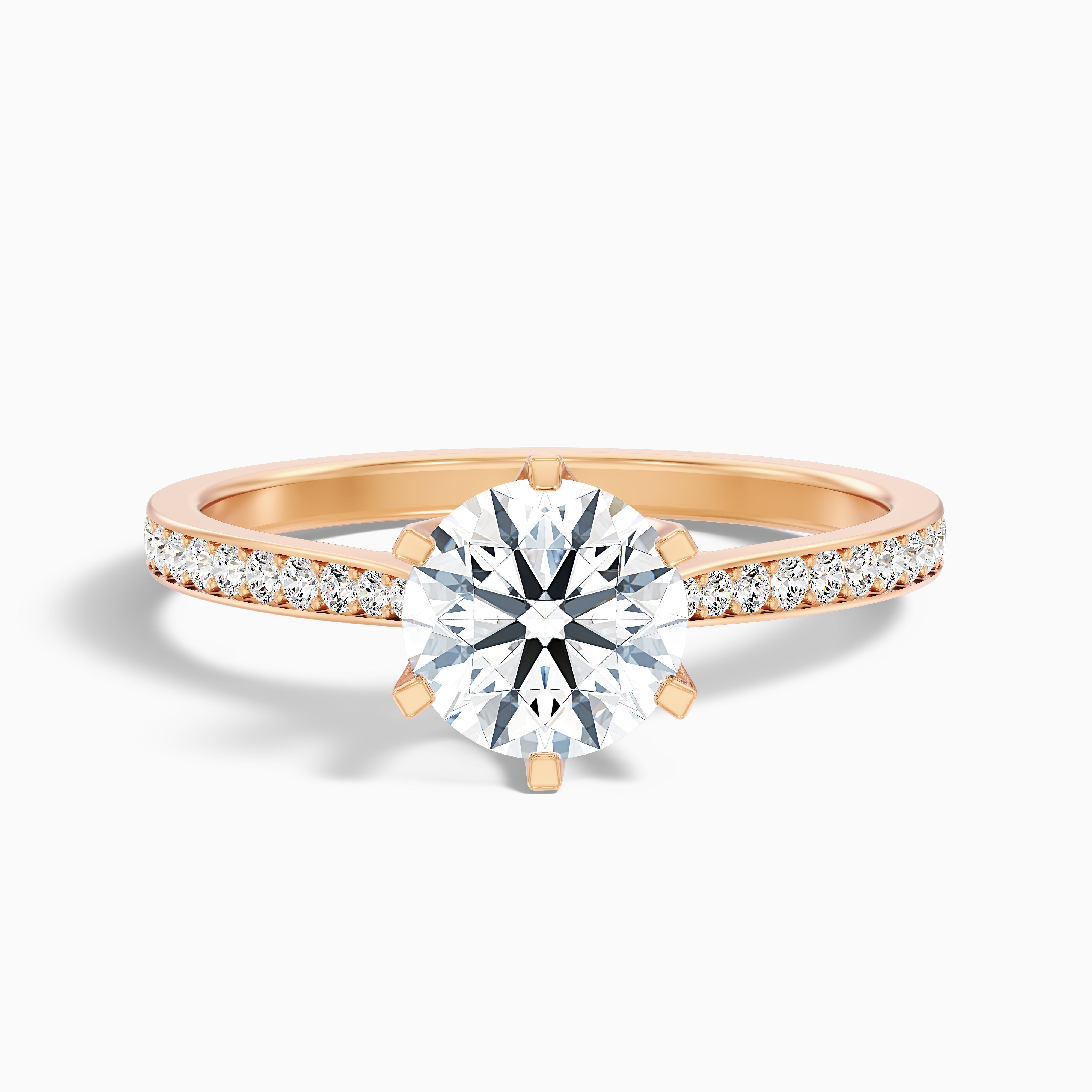 Mia 3 Carat Round Side Stone Pave Lab Grown Engagement Ring in 18k White Gold