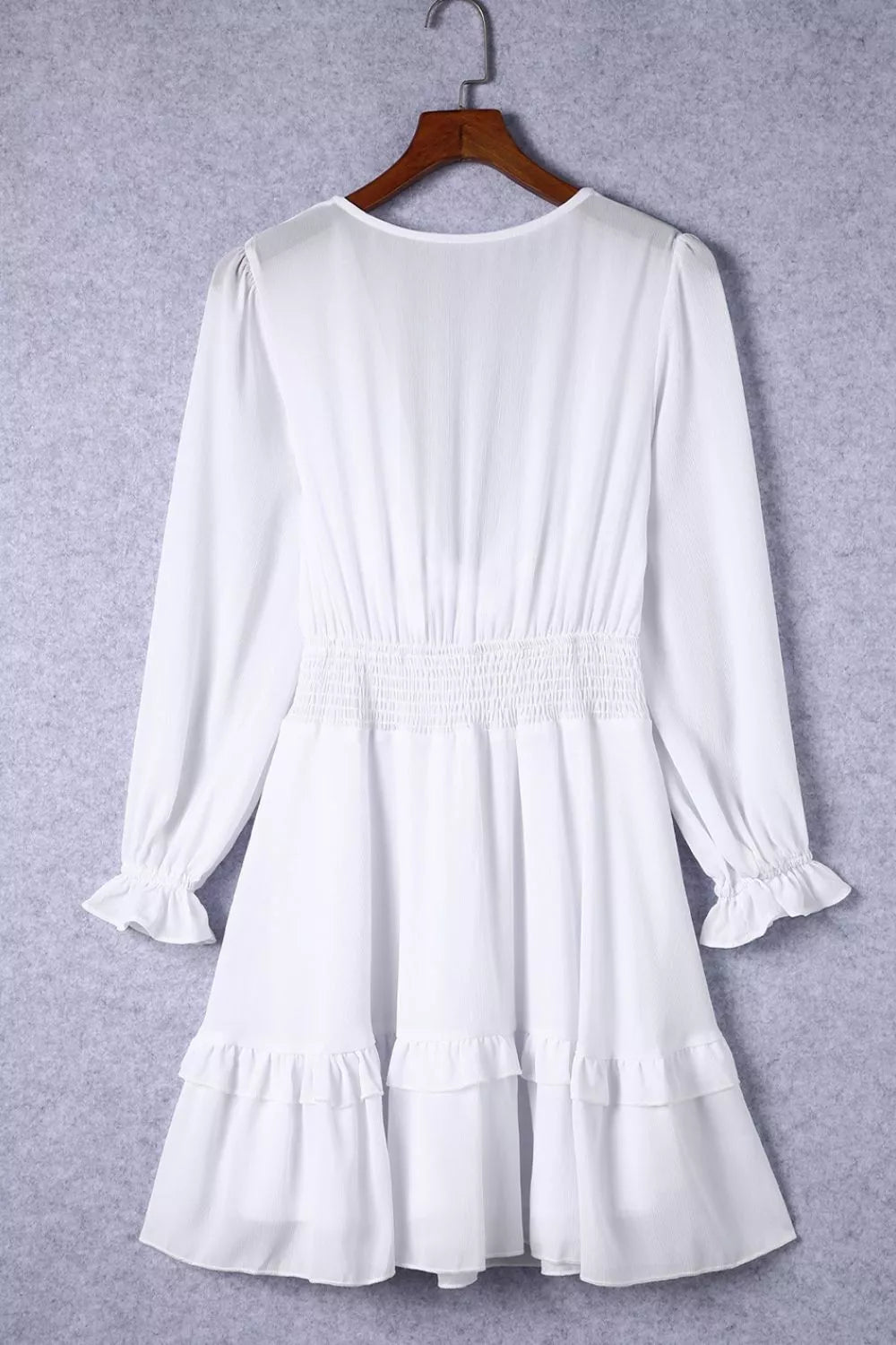 Elegant Tie-Front Ruffle Mini Dress with Smocked Wiast