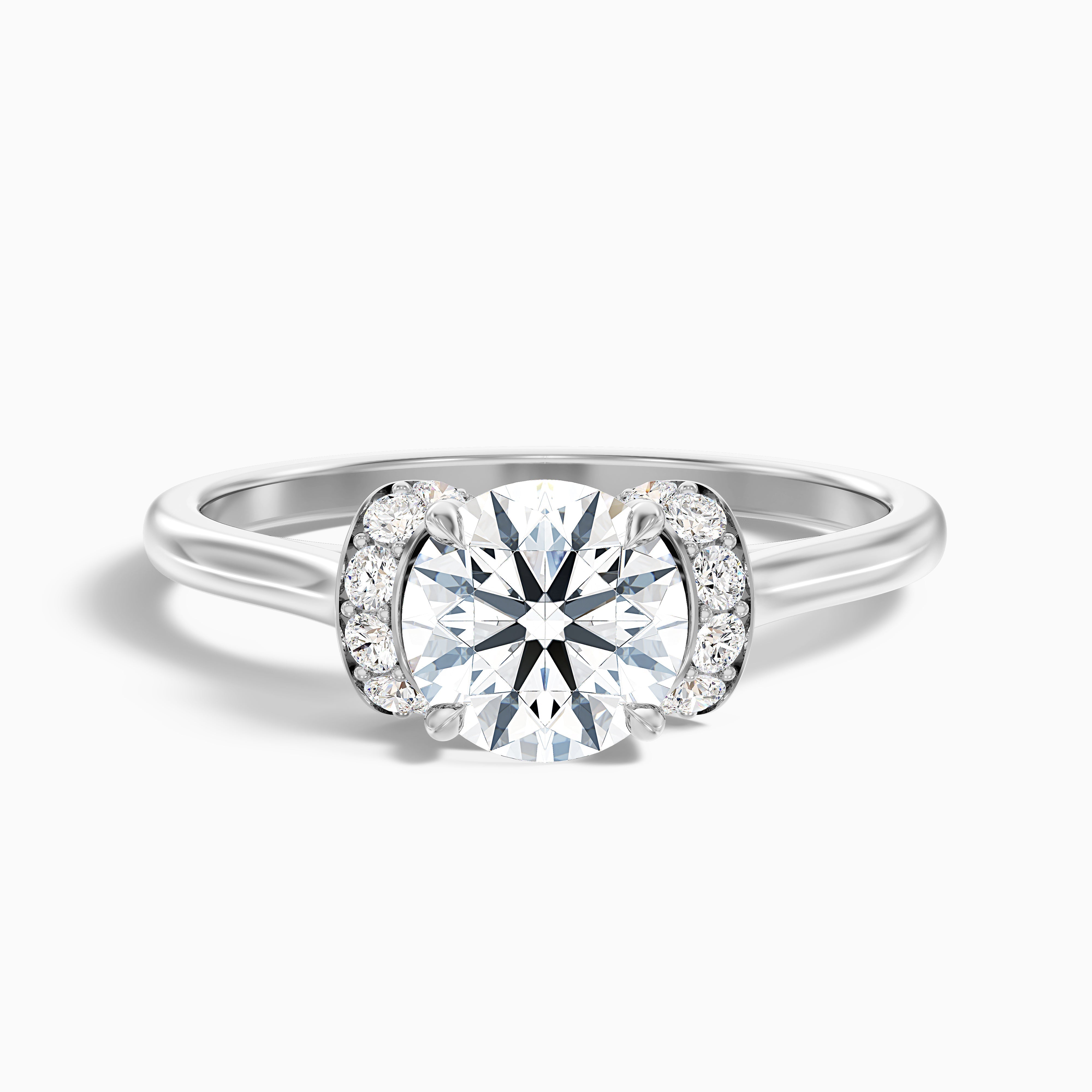 Lux 4 Carat Round Solitaire Pave Lab Grown Engagement Ring in Platinum