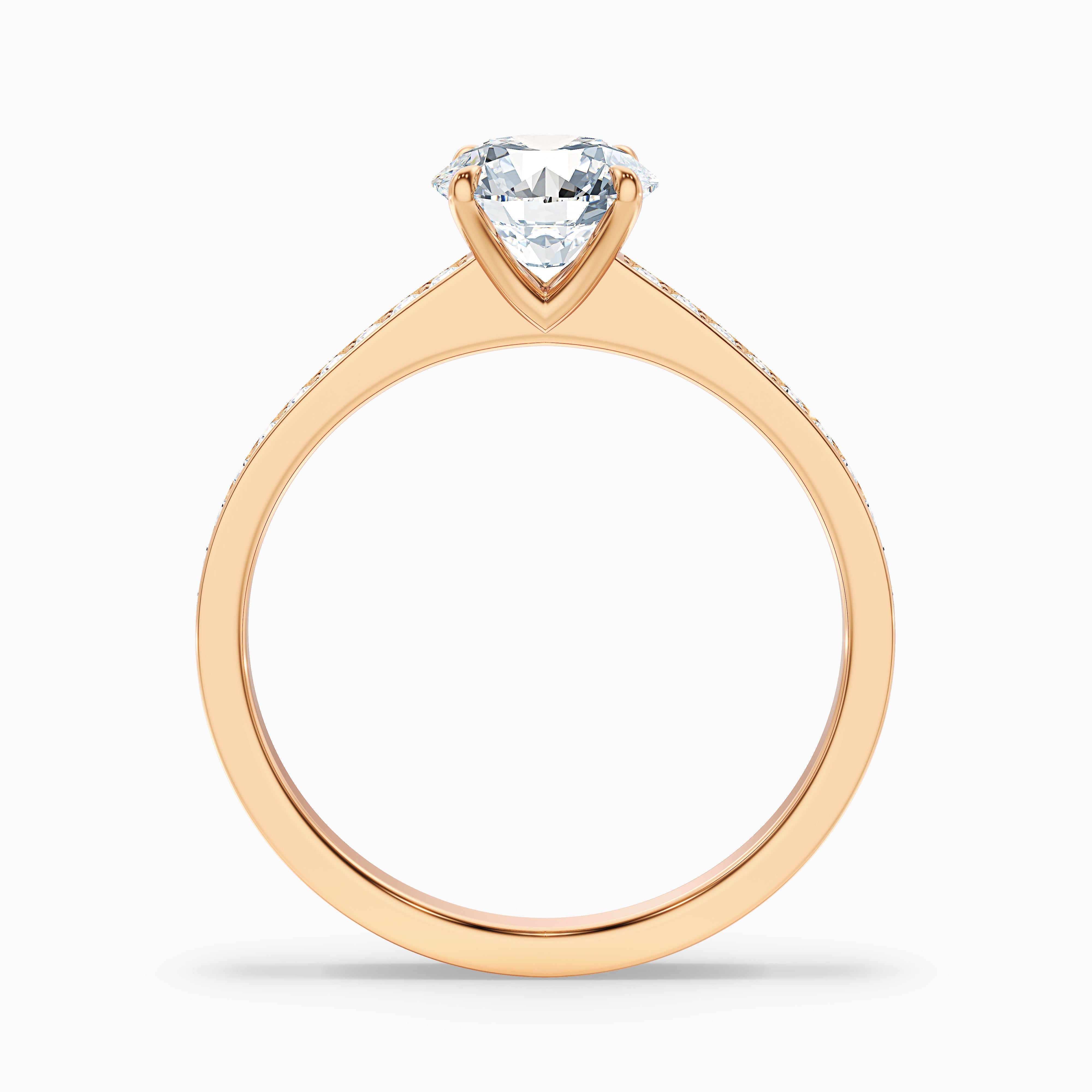 Elma 5.5 Carat Round Cut Side Stone Pave Moissanite Diamond Ring in 18k White Gold