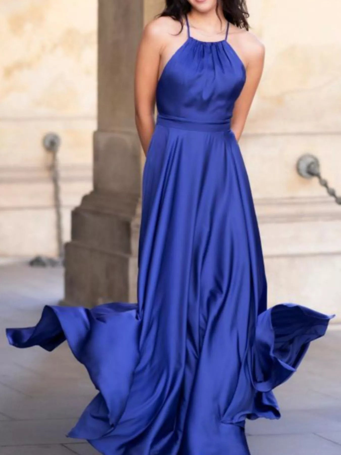Halter Neck Slit Maxi Dress