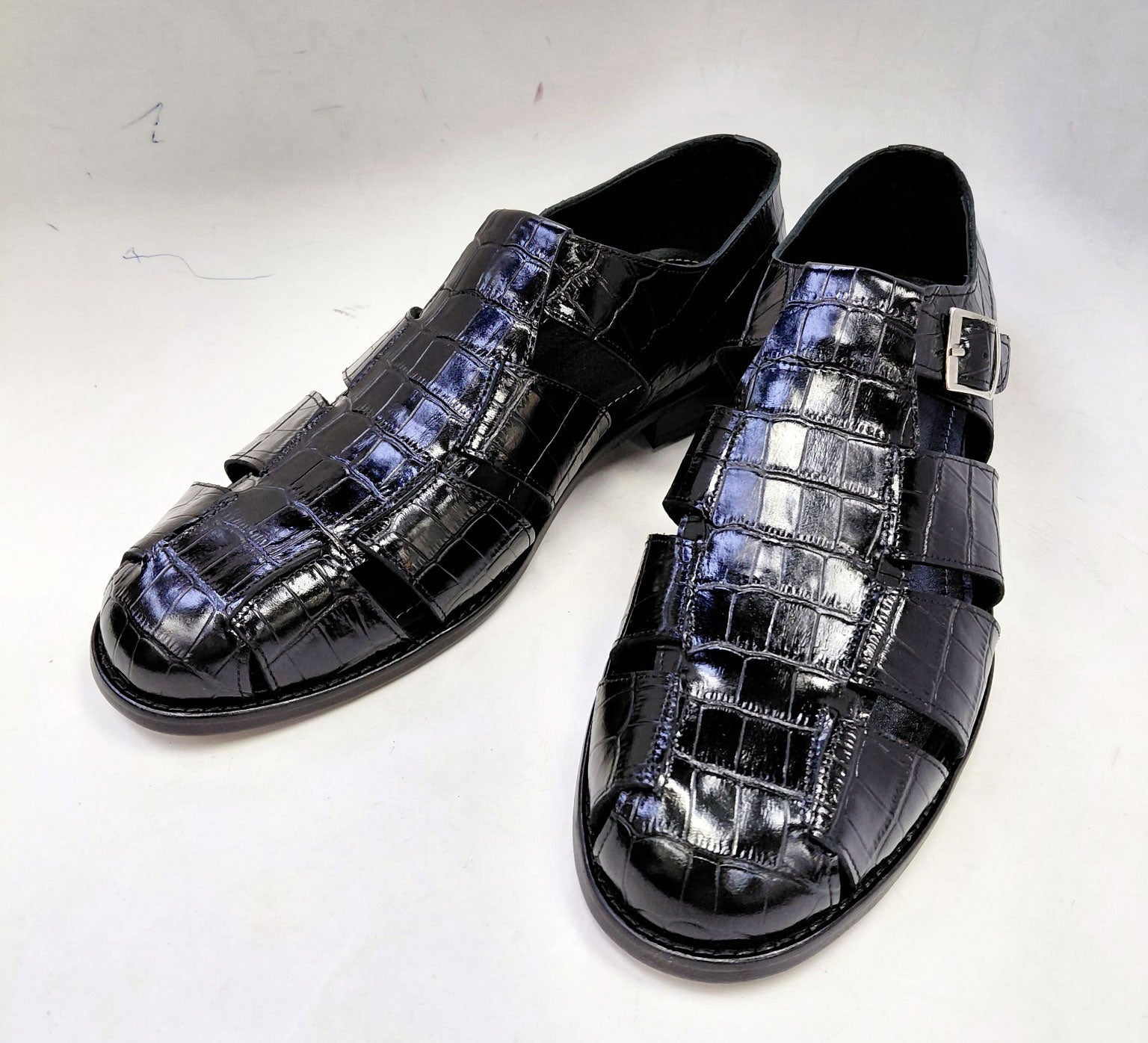 C Collection Crocodile Sandal - Black