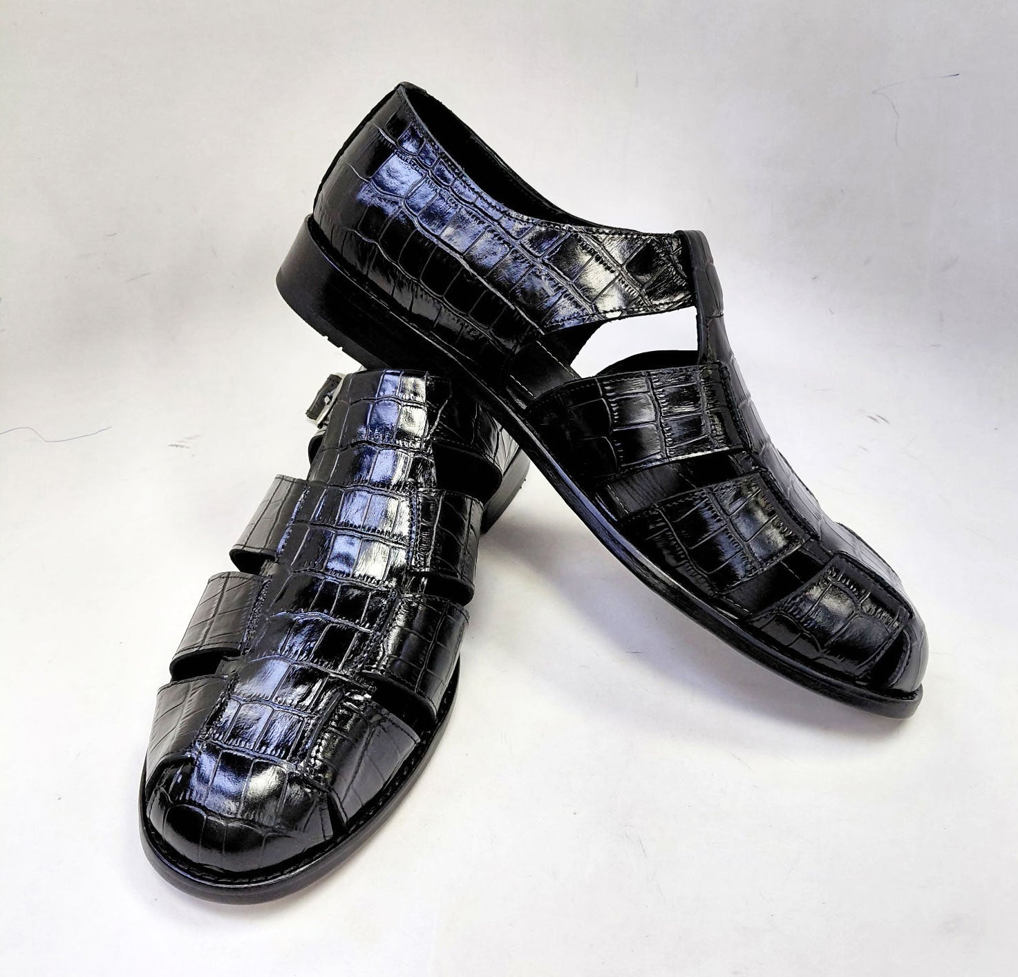C Collection Crocodile Sandal - Black