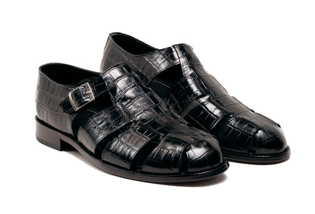 C Collection Crocodile Sandal - Black