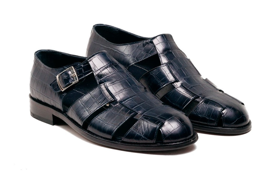 C Collection Crocodile Sandal - Blue