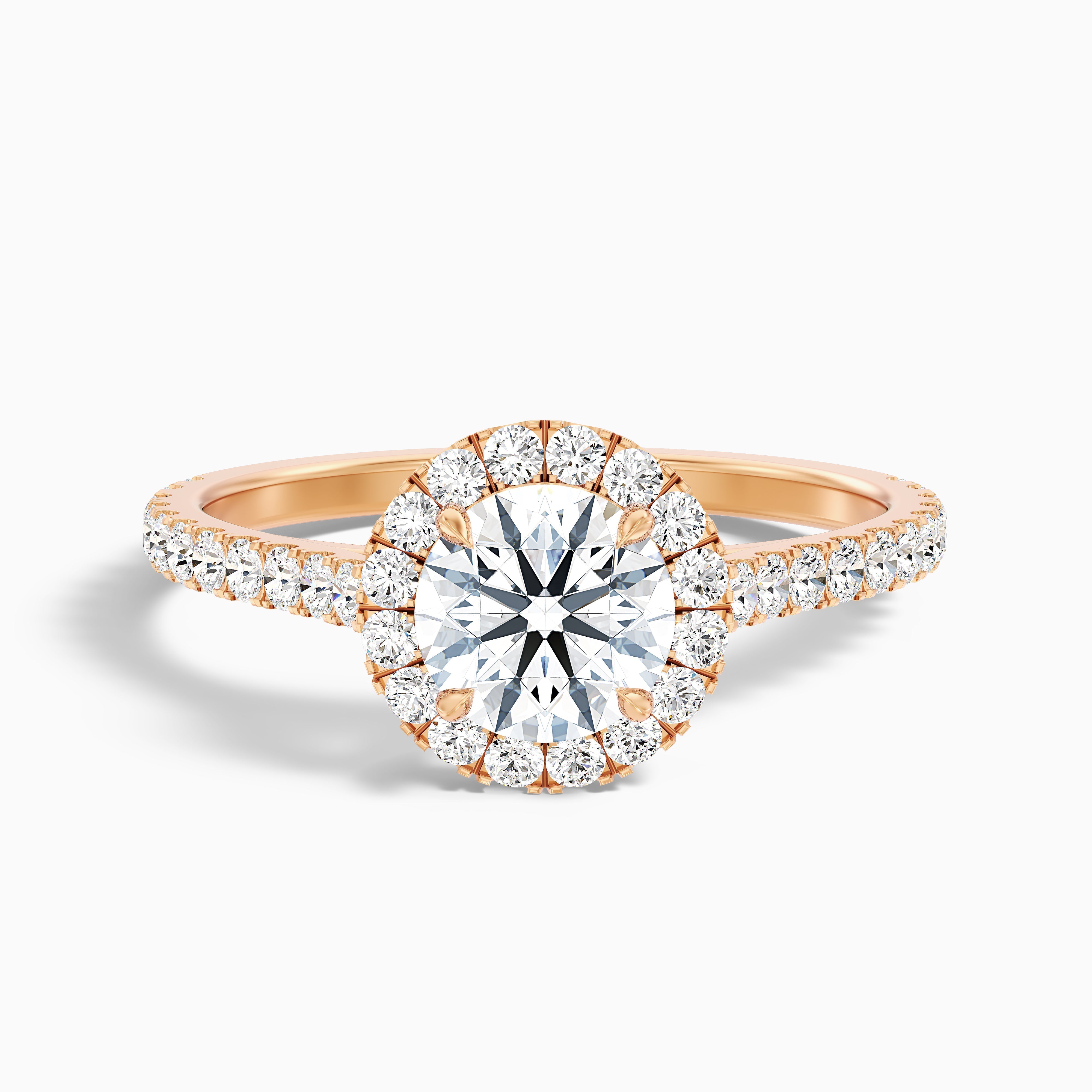 Ava 4 Carat Round Halo Pave Lab Grown Engagement Ring in 14k Yellow Gold