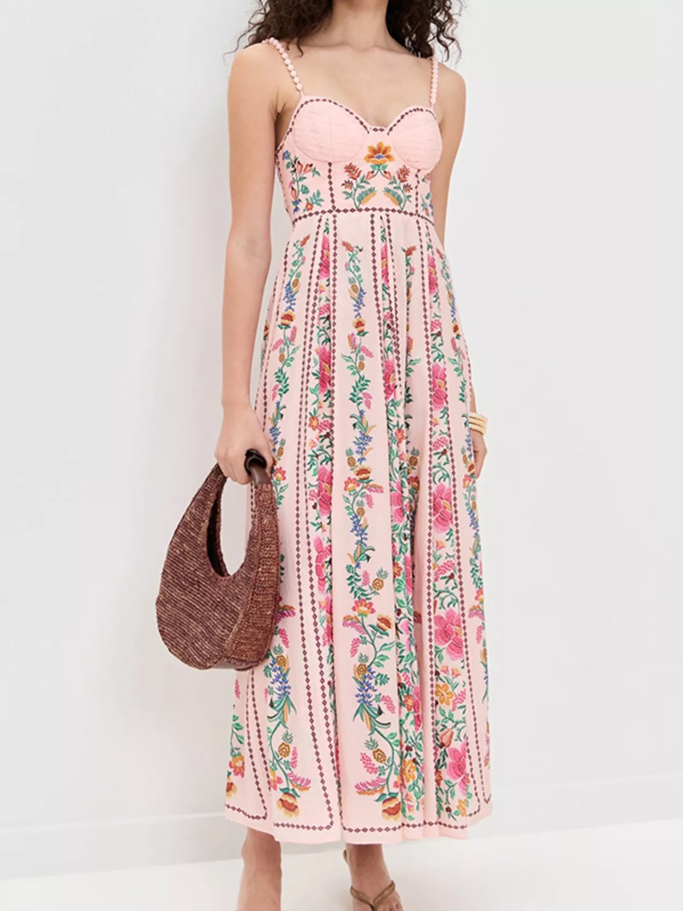 Floral Print Sweetheart Neck Dress