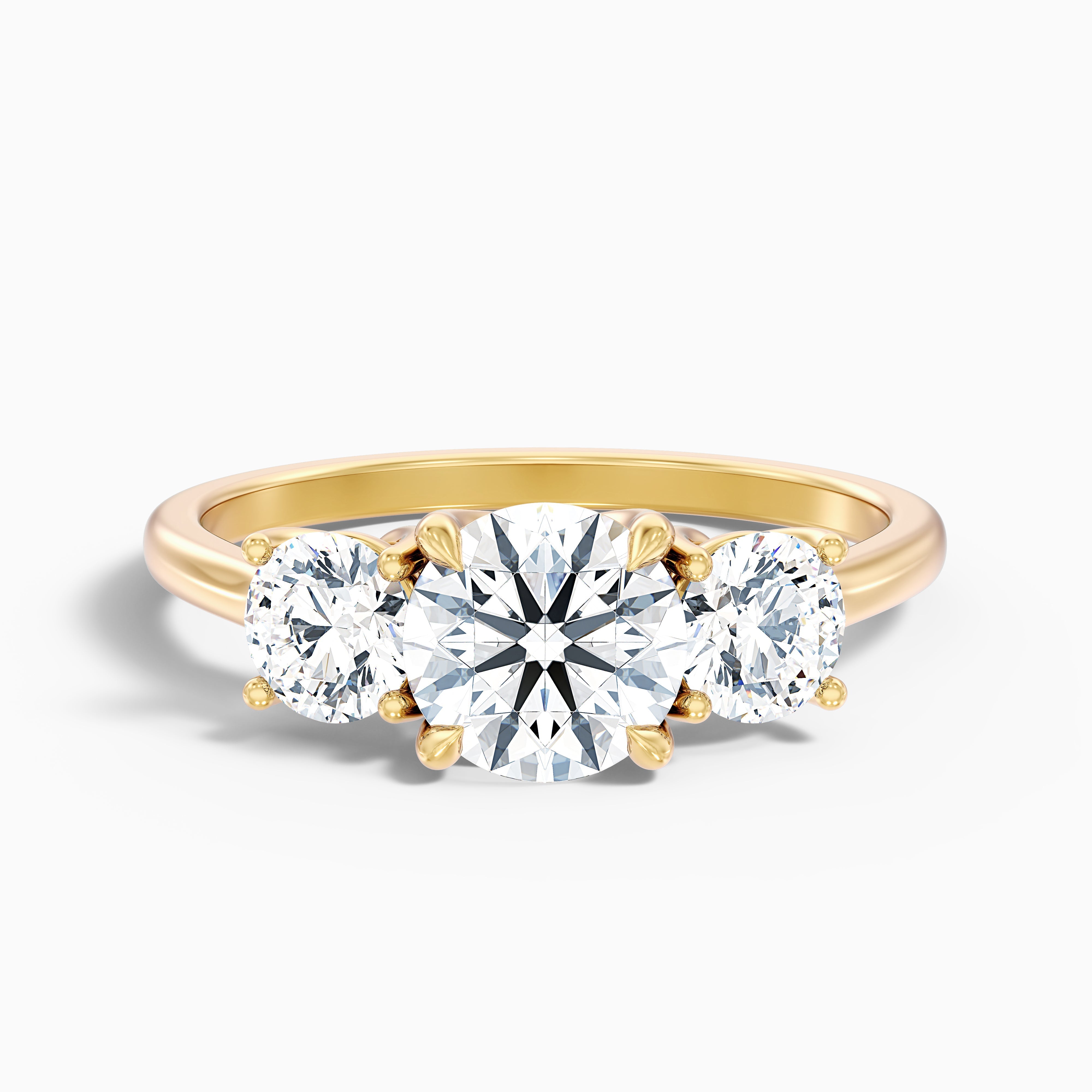 Lyra 2 Carat Round 3 Stone Lab Grown Engagement Ring in 10k Rose Gold