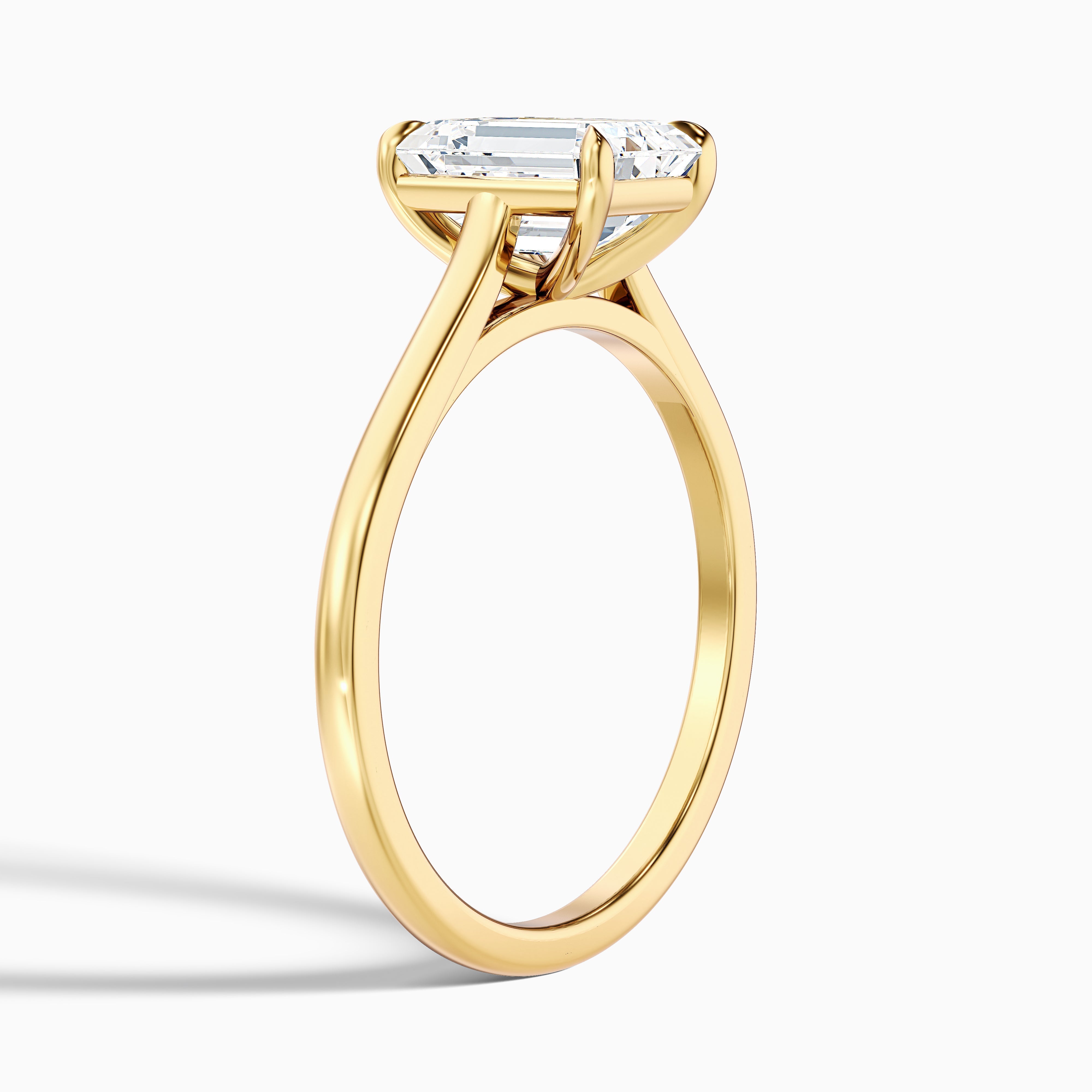 Lea 1 Carat Emerald Cut Solitaire Moissanite Diamond Ring in 18k Yellow Gold