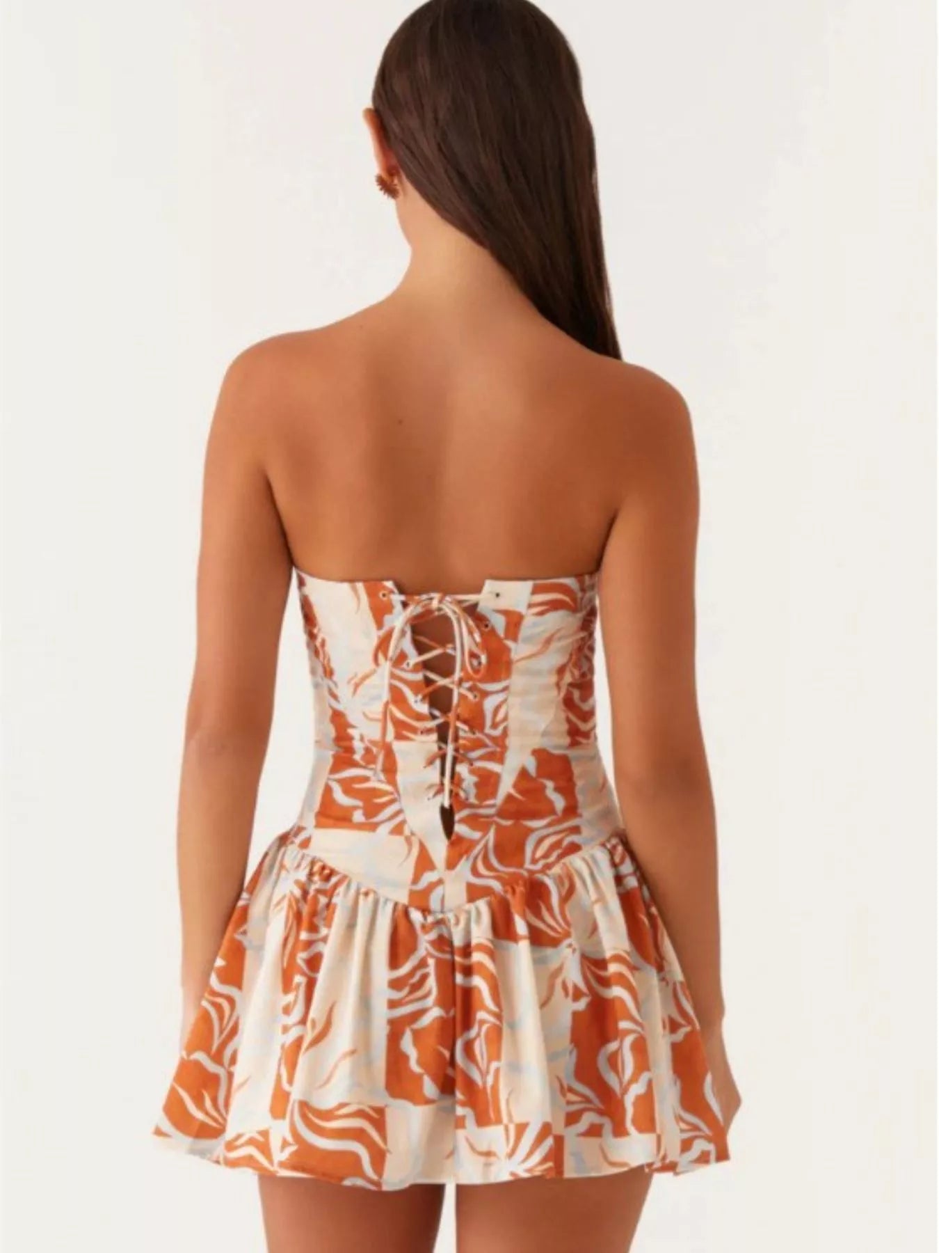 Lace Up Back Tube Dress