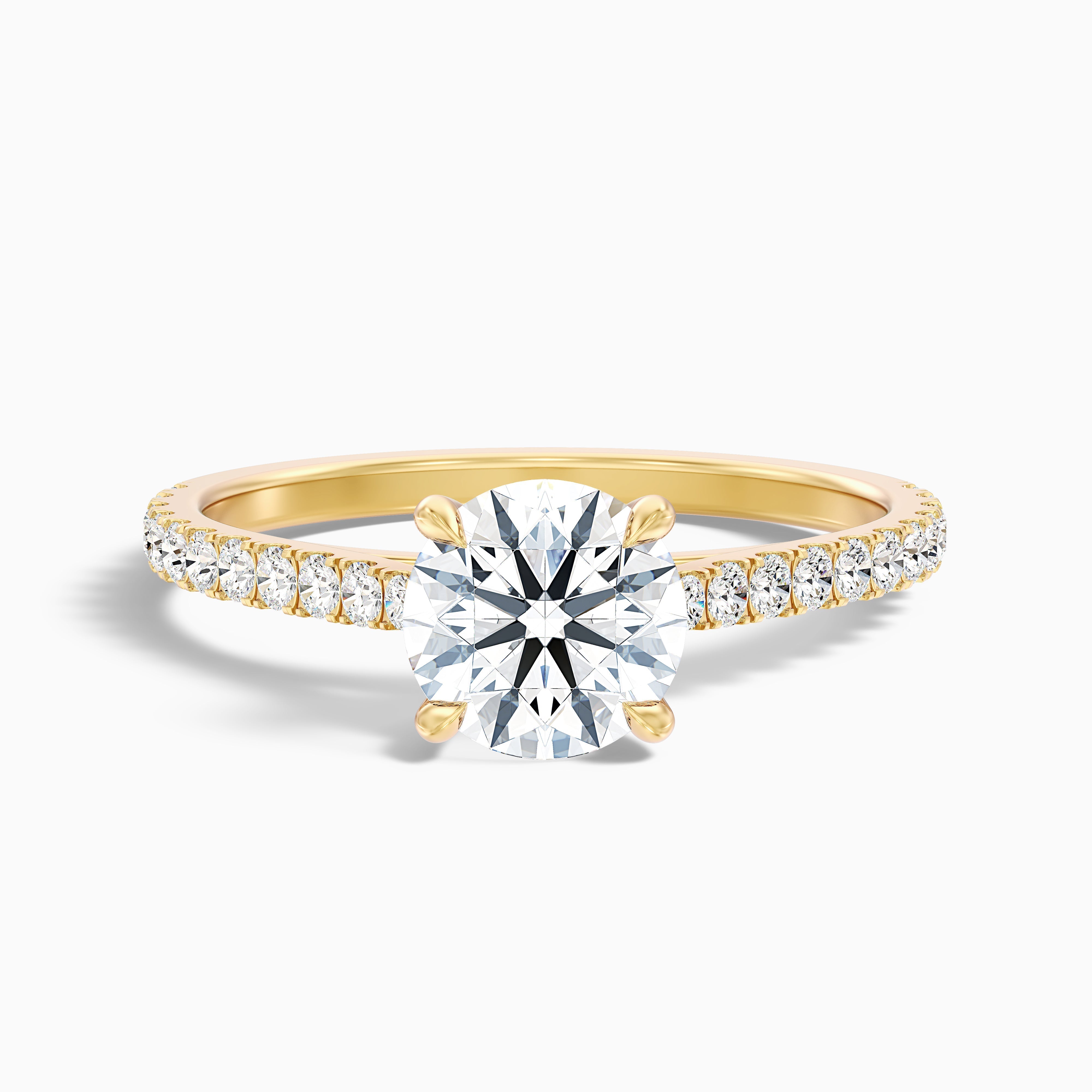 Sarah 5 Carat Round Side Stone Pave Moissanite Diamond Ring in 10k Rose Gold