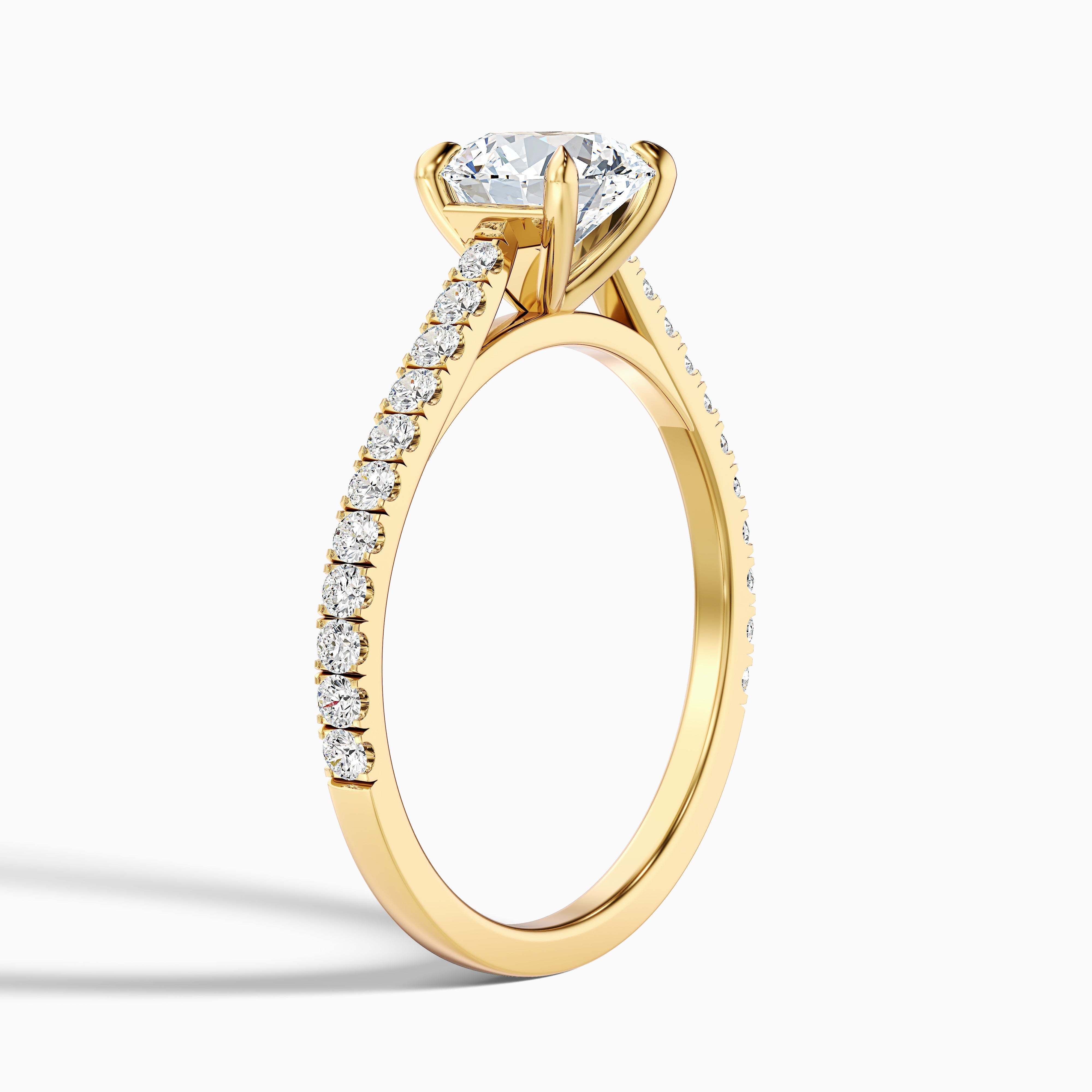 Sarah 5.5 Carat Round Side Stone Pave Moissanite Diamond Ring in 10k White Gold
