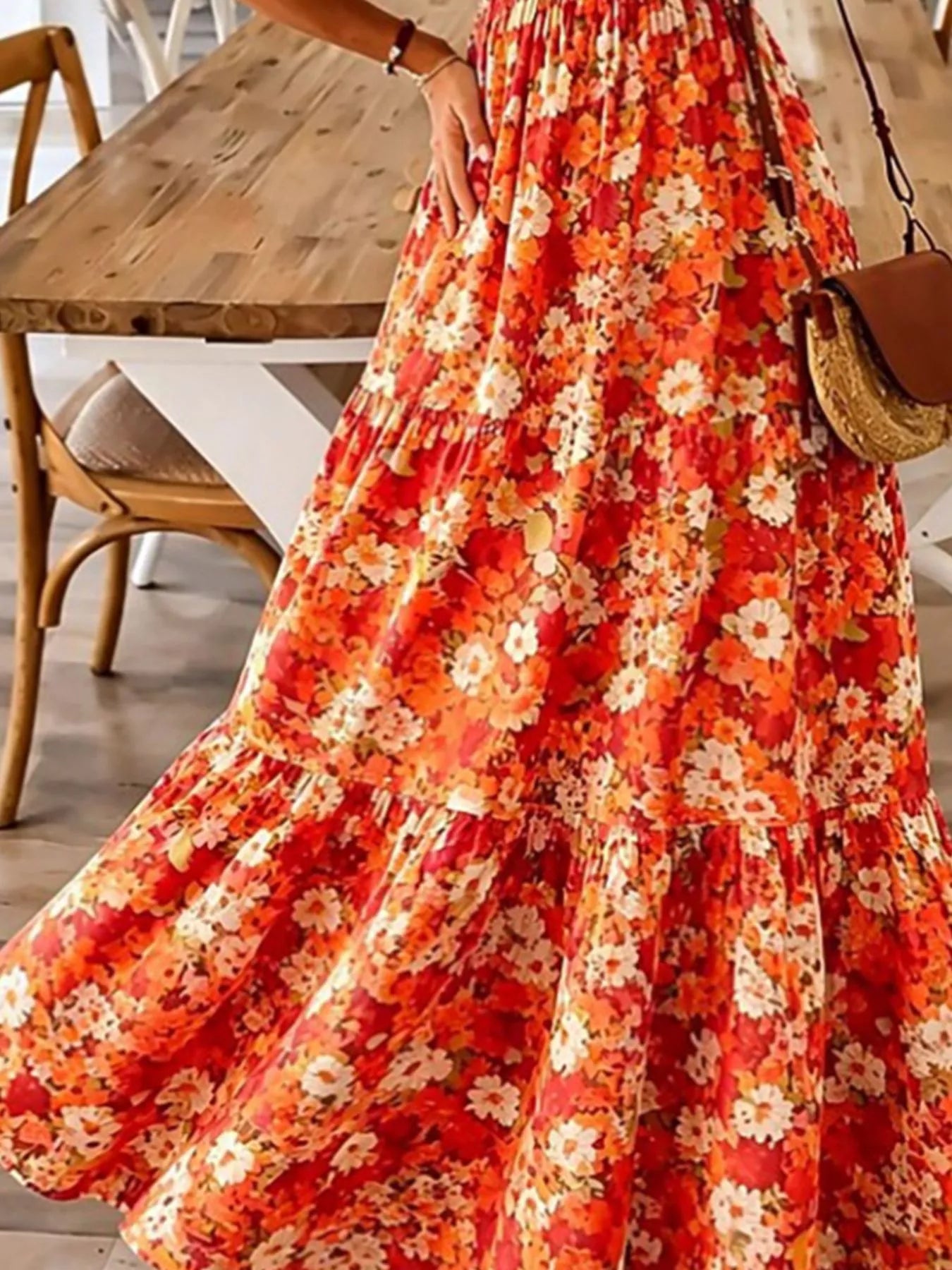 Floral Print Maxi Dress with Spaghetti Straps