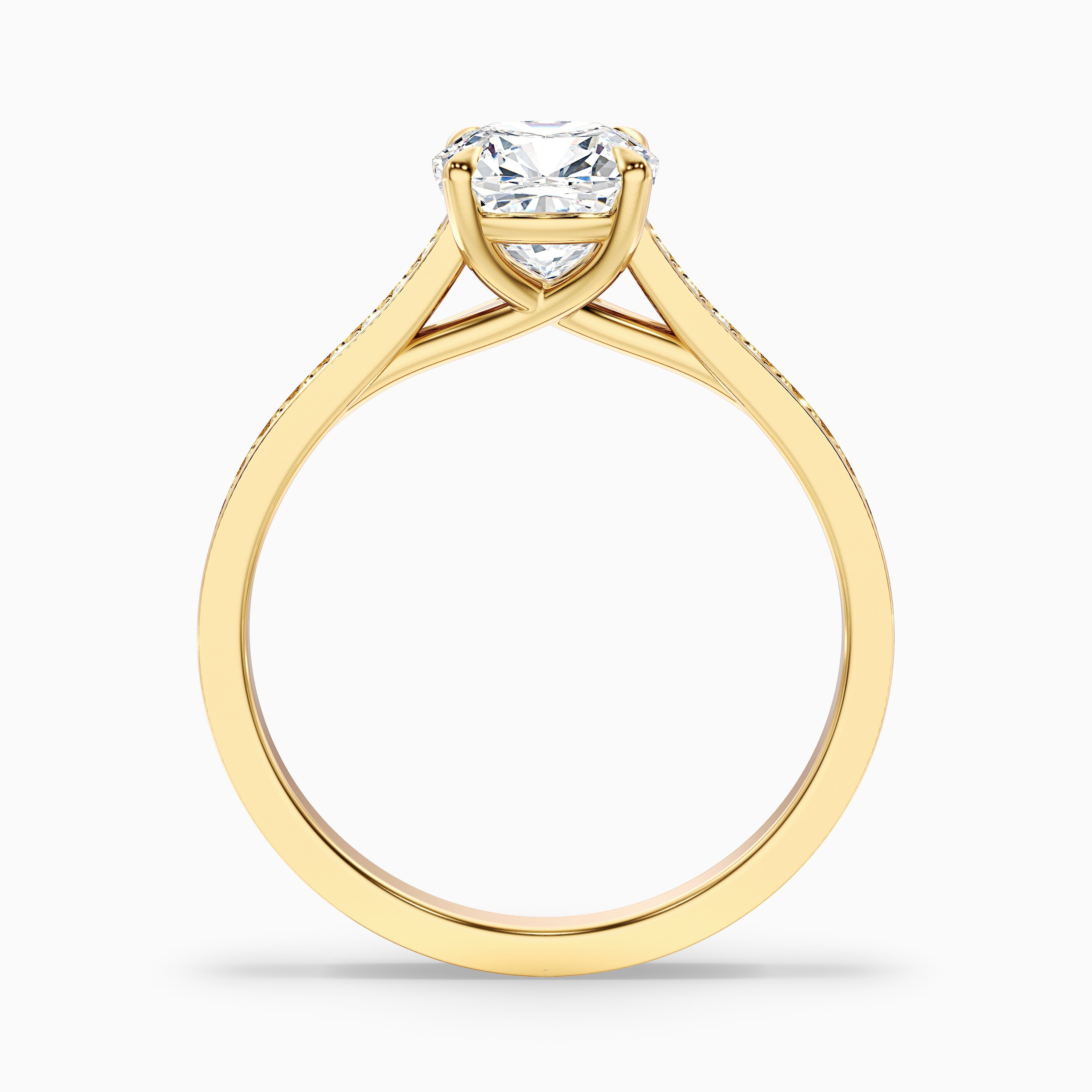 Nina 1 Carat Cushion Cut Side Stone Pave Moissanite Diamond Ring in Platinum