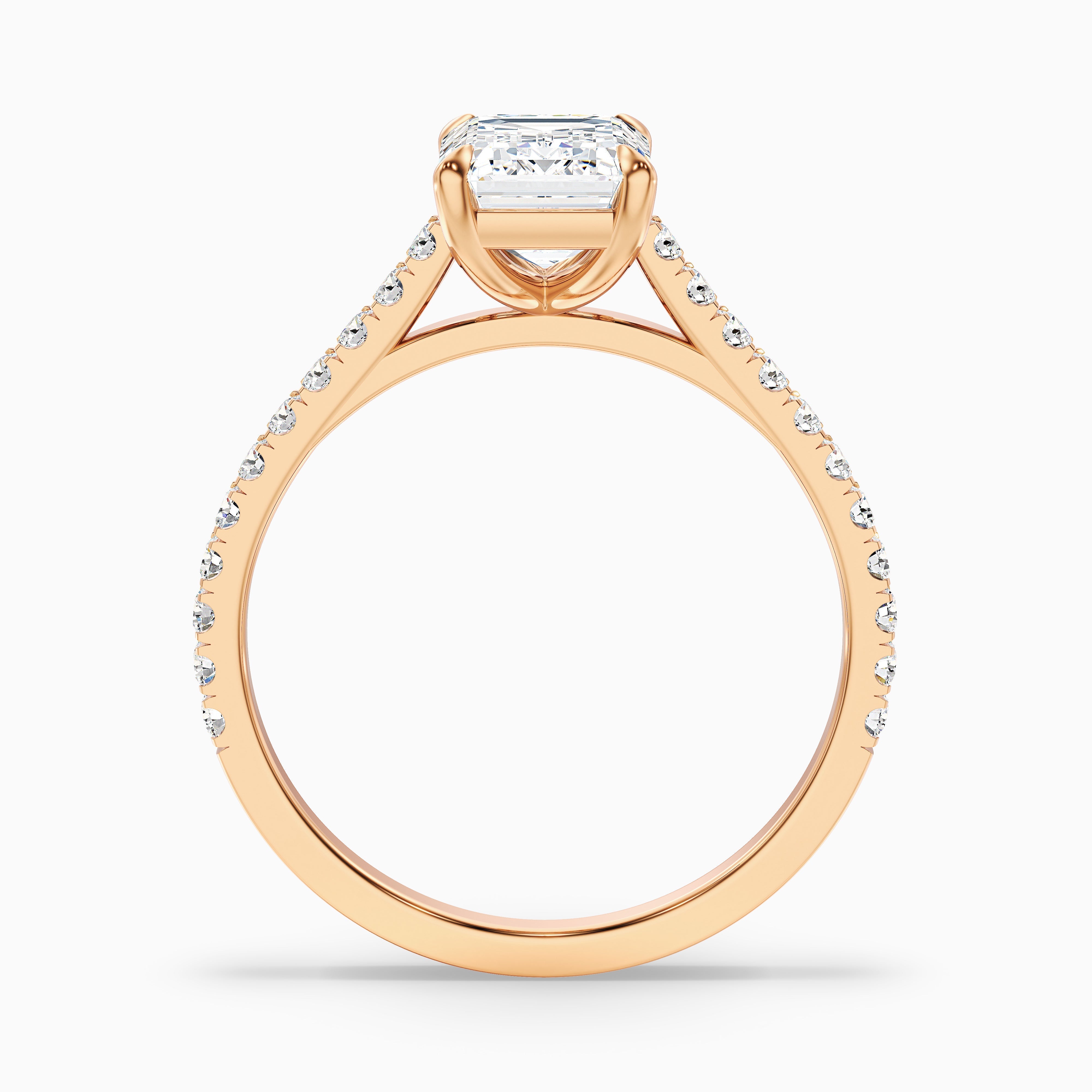 Macy 4.5 Carat Emerald Cut Side Stone Pave Moissanite Diamond Ring in 18k Yellow Gold