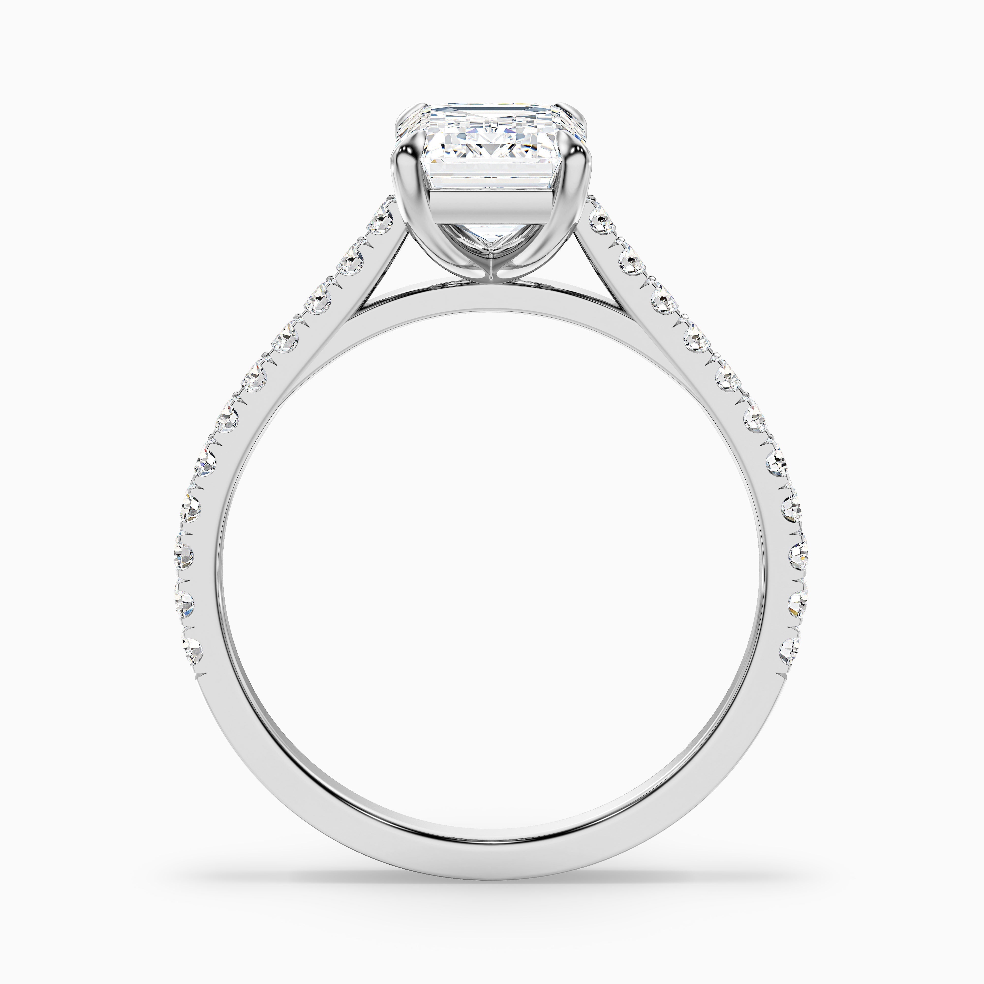 Kira 1.5 Carat Emerald Cut Side Stone Pave Lab Grown Engagement Ring in Platinum