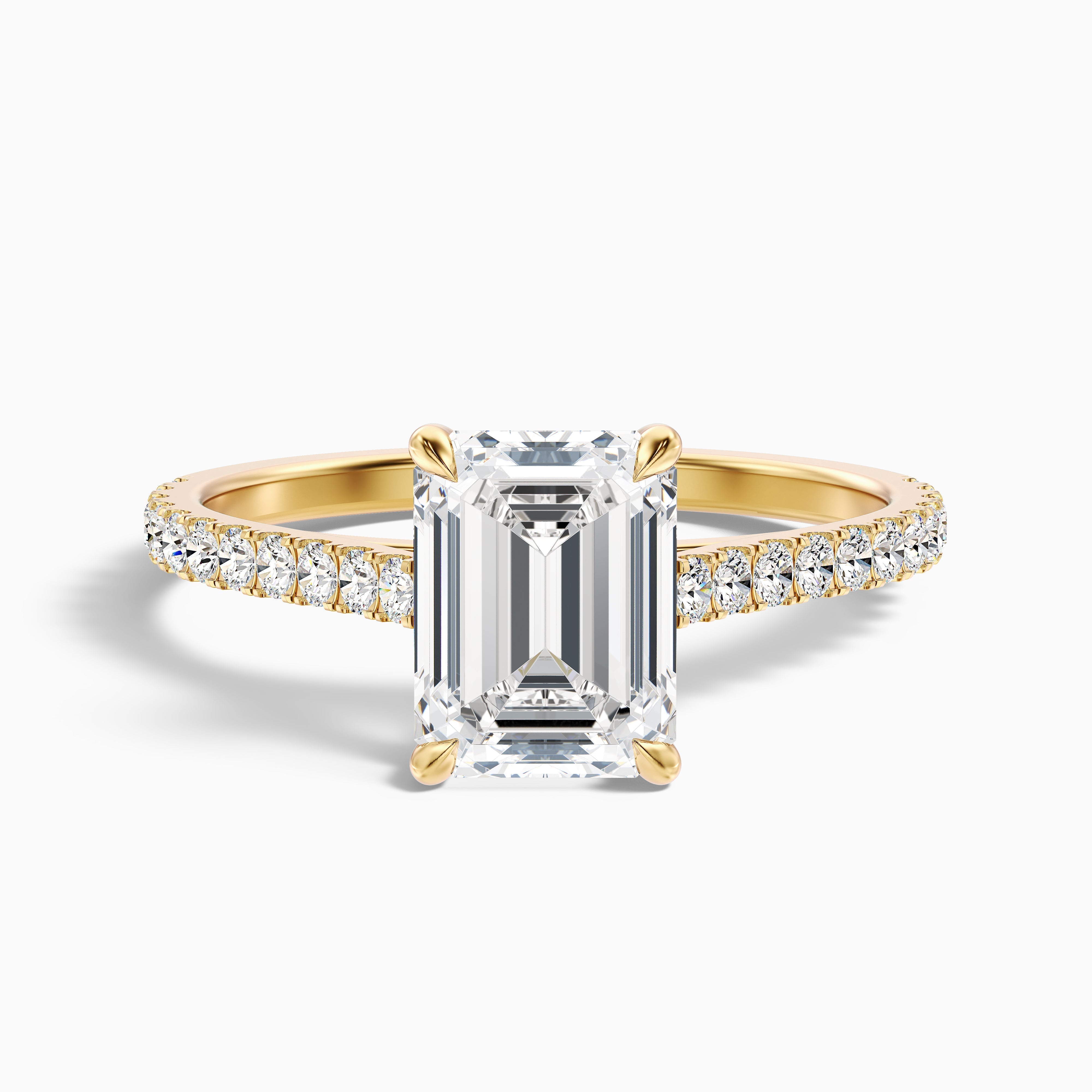 Macy 4 Carat Emerald Cut Side Stone Pave Moissanite Diamond Ring in Platinum