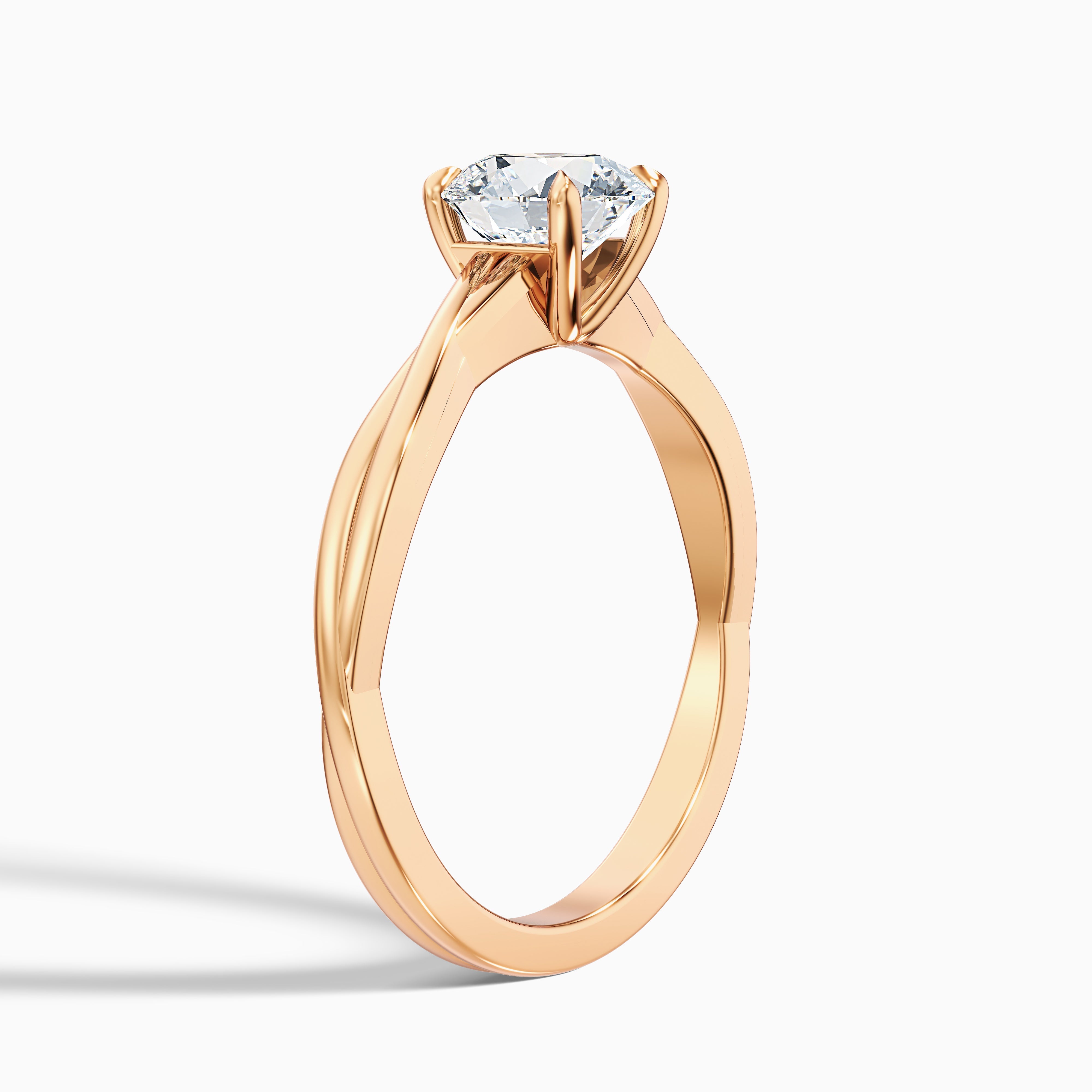 Zoya 4.5 Carat Round Solitaire Twisted Band Lab Grown Engagement Ring in 10k Yellow Gold