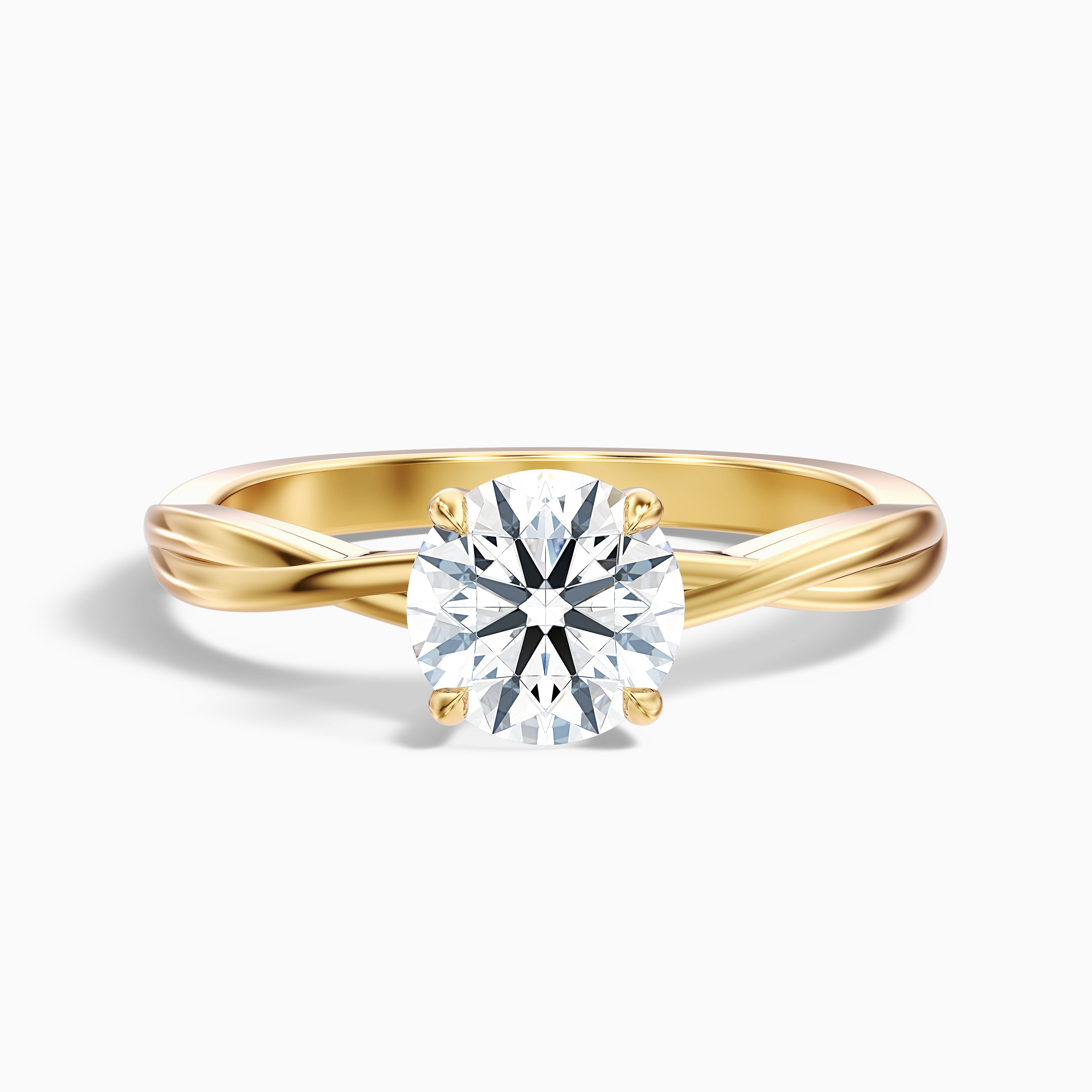 Zoya 4.5 Carat Round Solitaire Twisted Band Lab Grown Engagement Ring in 14k Yellow Gold