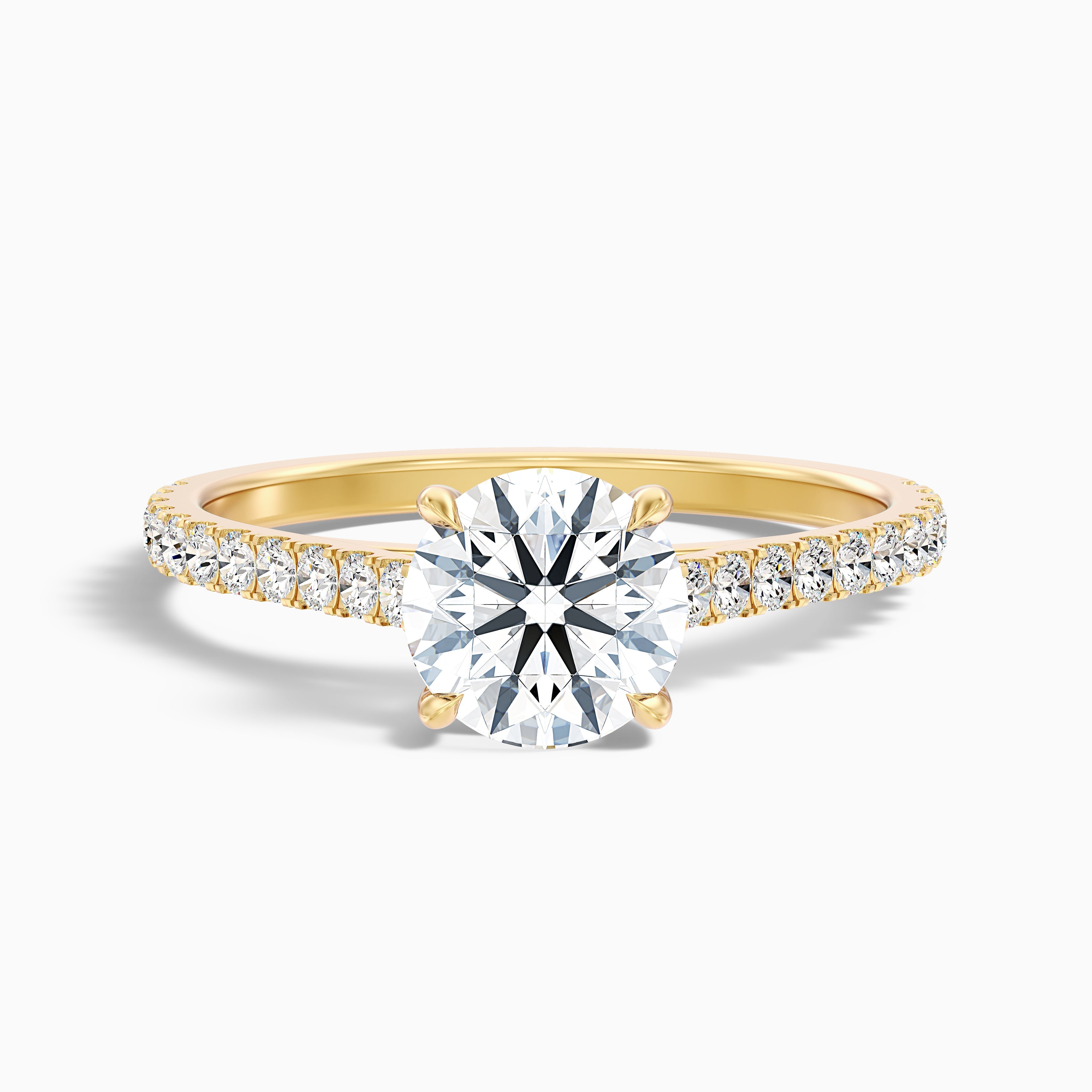 Riva 5 Carat Round Side Stone Pave Lab Grown Engagement Ring in 18k Rose Gold