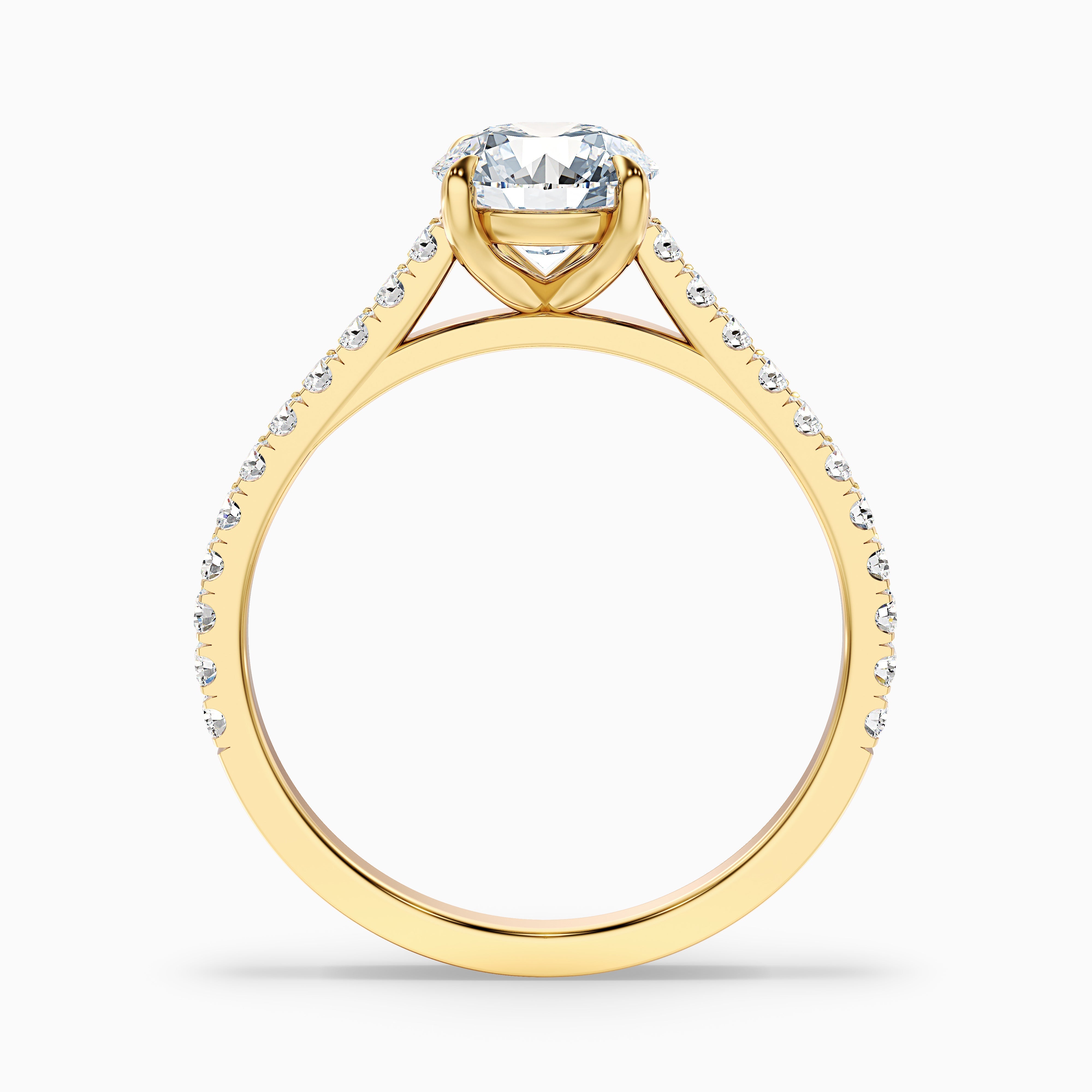 Riva 5 Carat Round Side Stone Pave Lab Grown Engagement Ring in 18k Yellow Gold