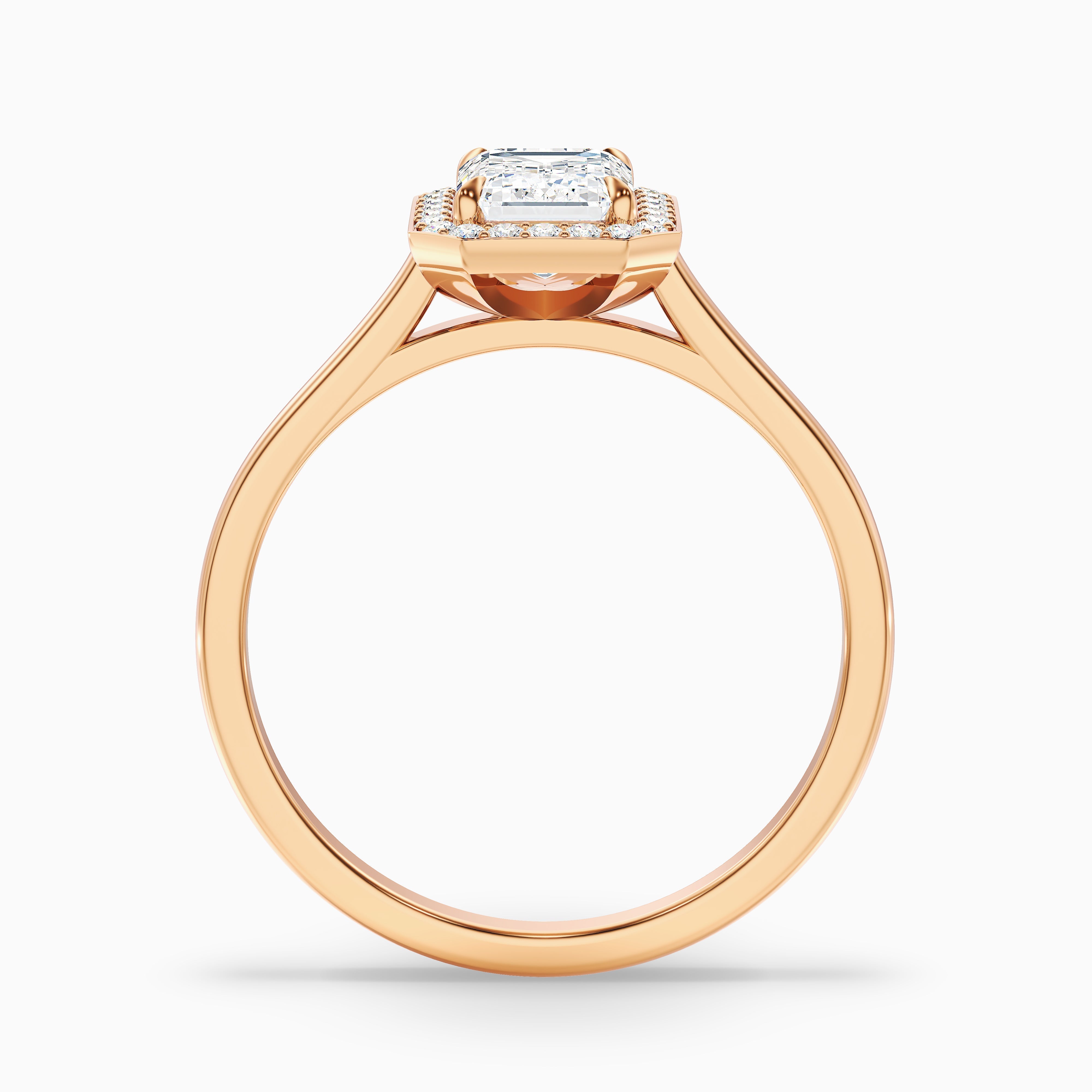Lara 4.5 Carat Emerald Cut Halo Moissanite Diamond Ring in 14k White Gold