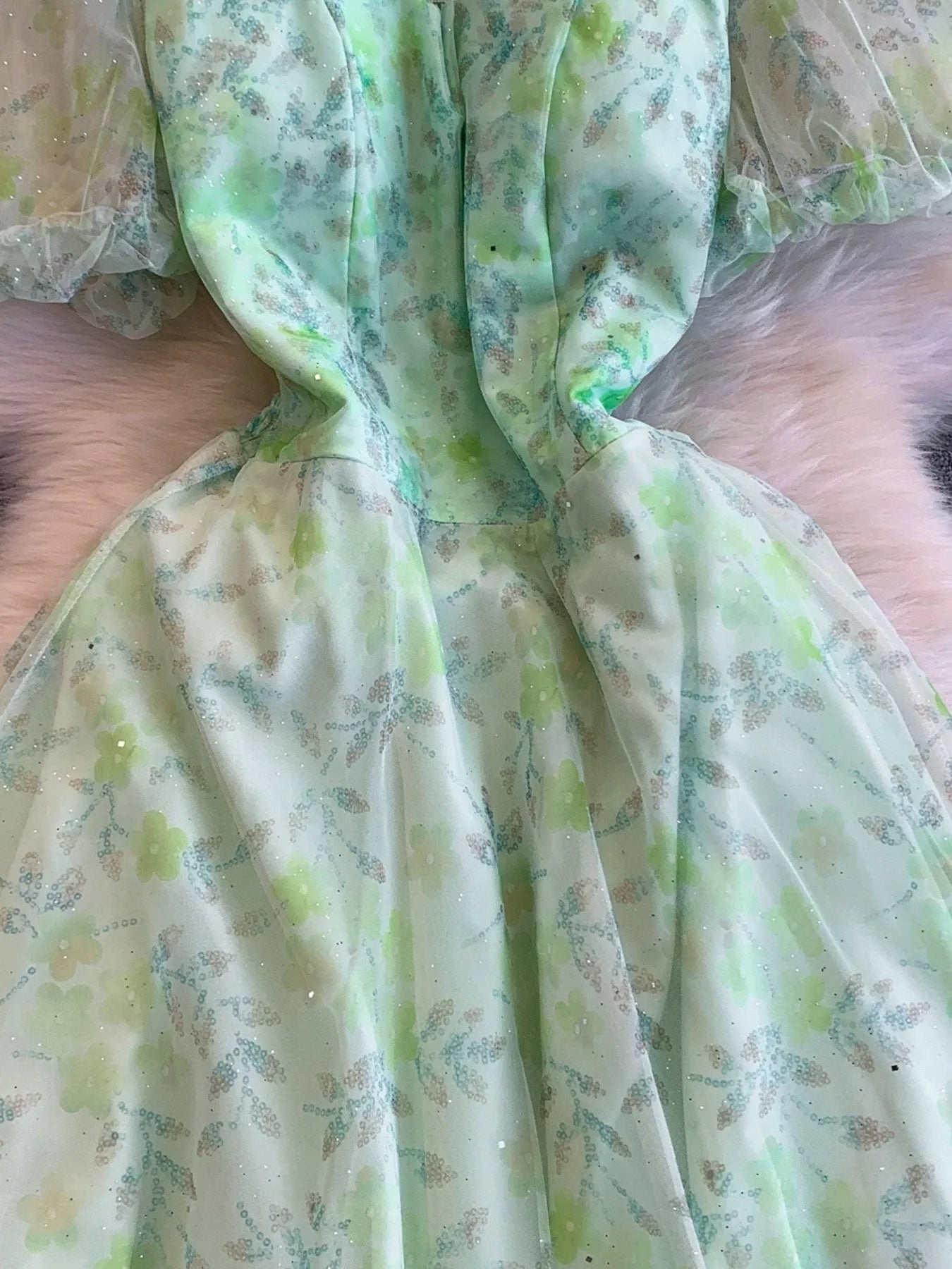 Sweetheart Neck Puff Sleeve Dress