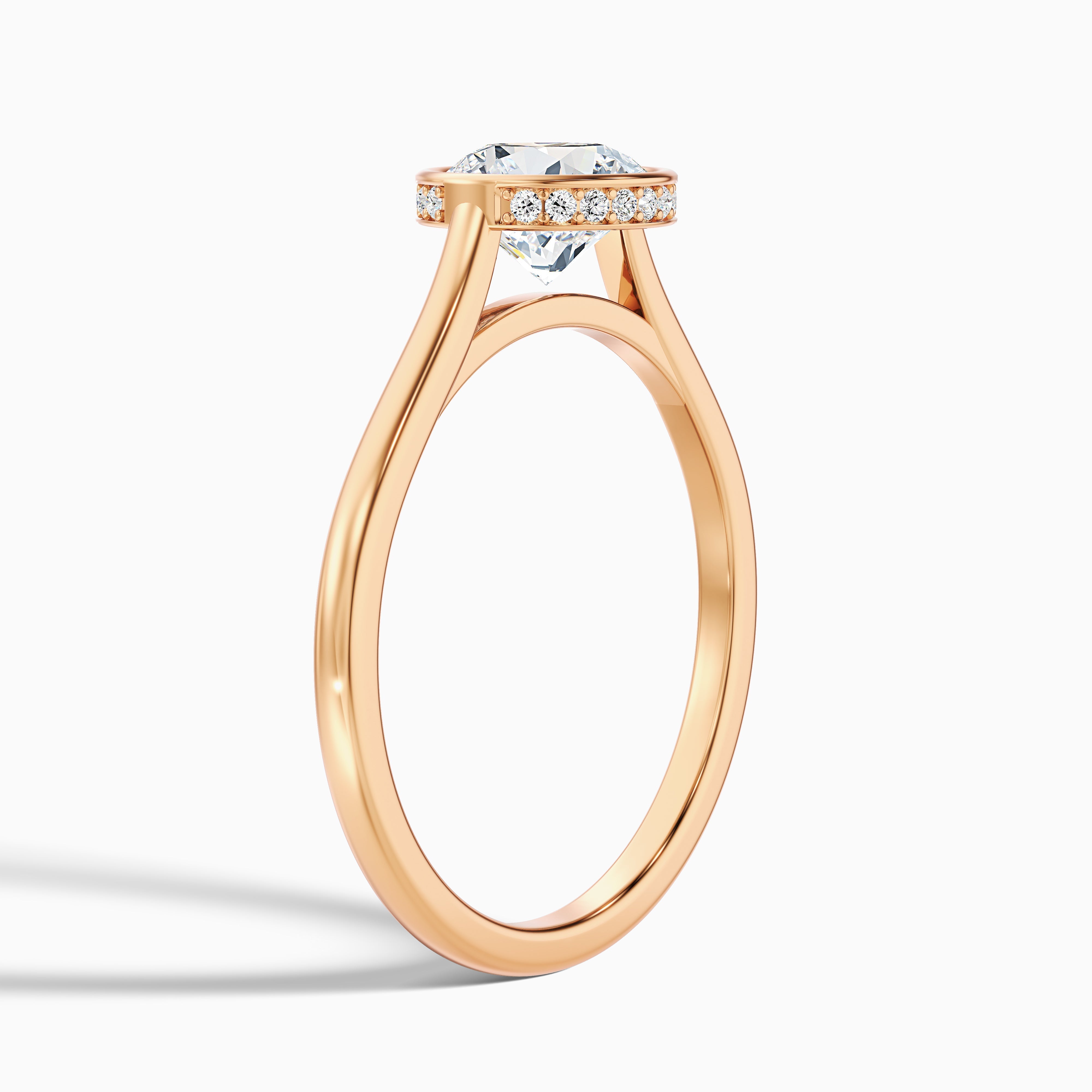 Angel 4.5 Carat Round Bezel Set Moissanite Diamond Ring with Hidden Halo in 10k White Gold