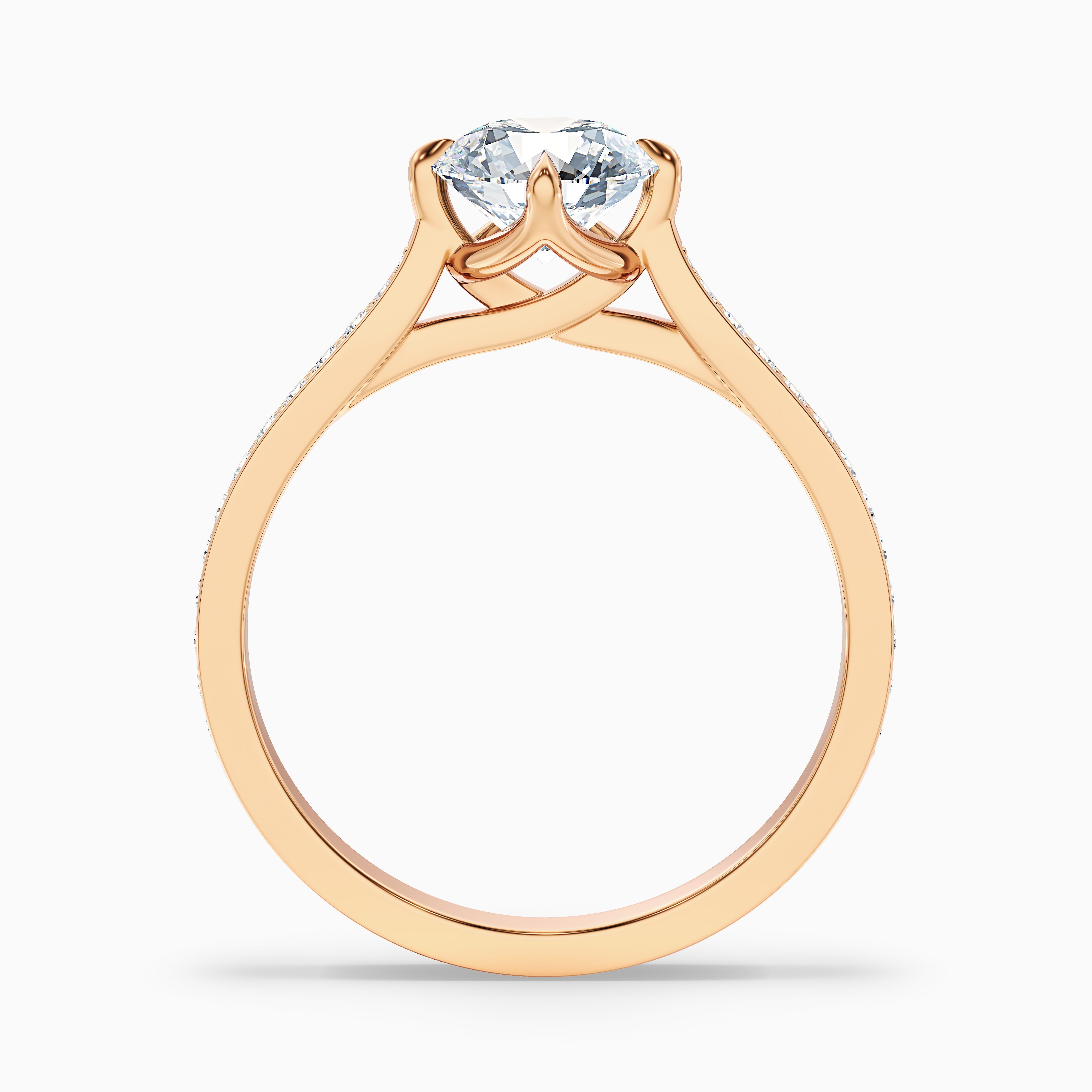 Anna 2.5 Carat Round Side Stone Pave Lab Grown Engagement Ring in 18k Yellow Gold