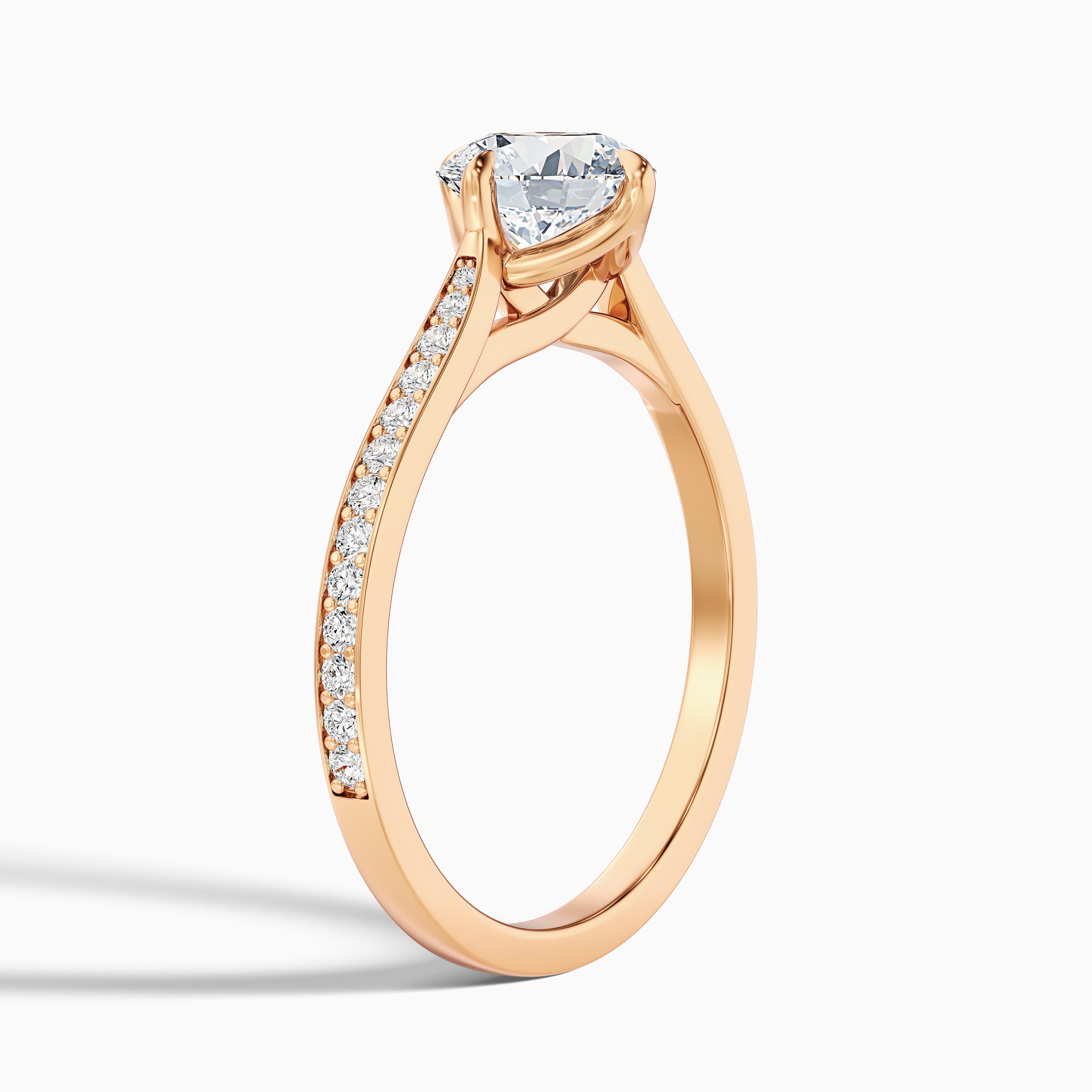 Anna 4 Carat Round Side Stone Pave Lab Grown Engagement Ring in 14k White Gold