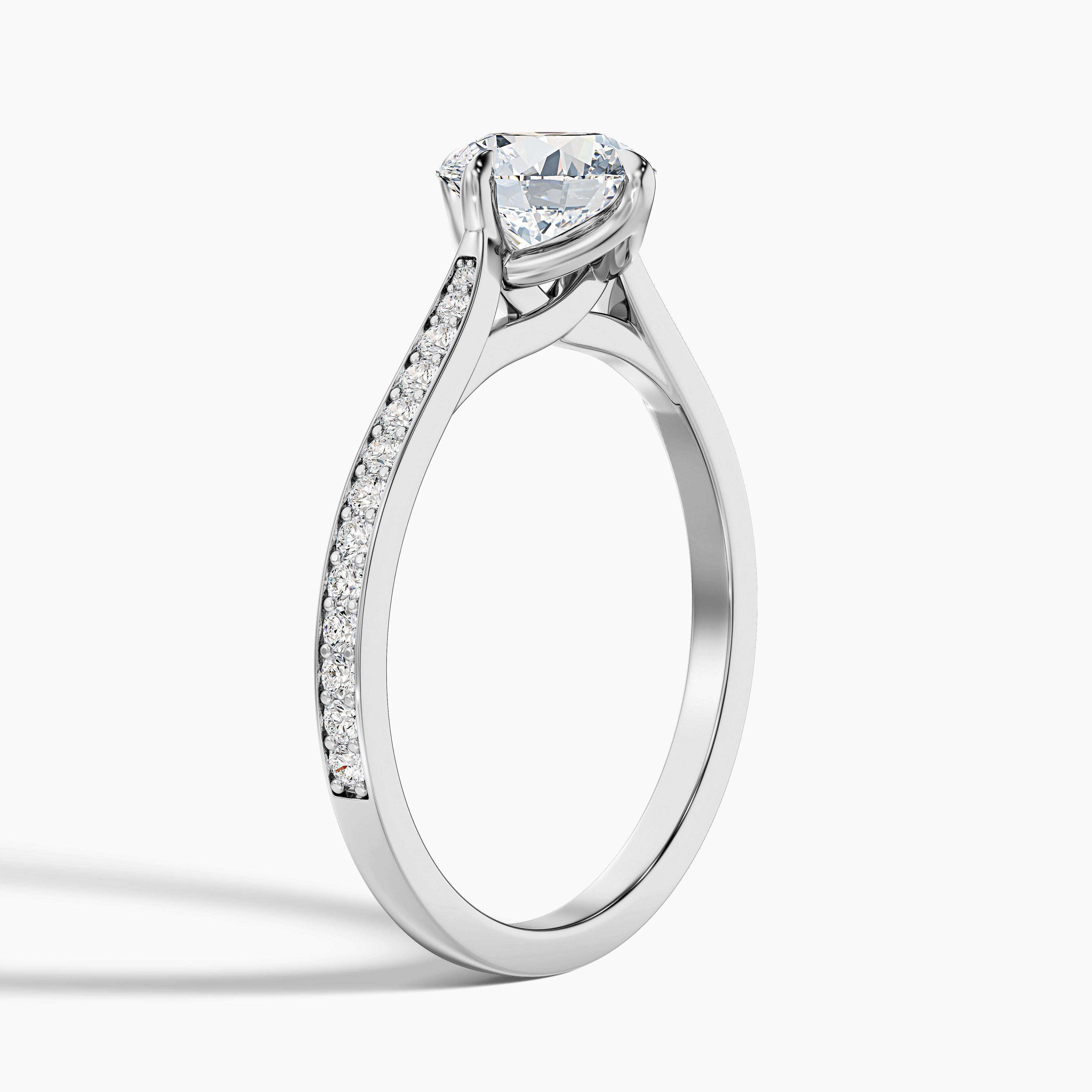 Anna 2.5 Carat Round Side Stone Pave Lab Grown Engagement Ring in 10k Rose Gold
