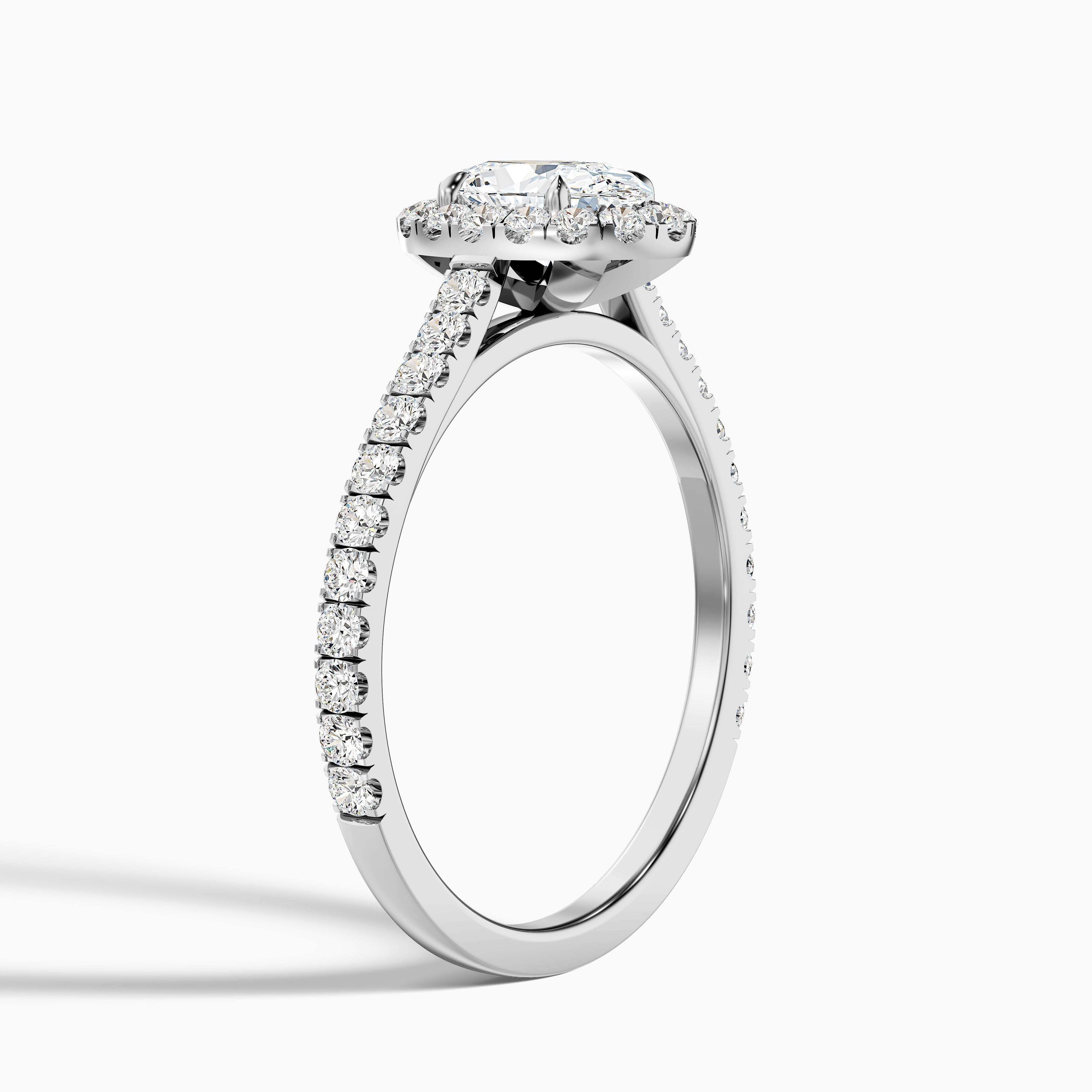 Adley 3 Carat Oval Halo Pave Moissanite Diamond Ring in Platinum