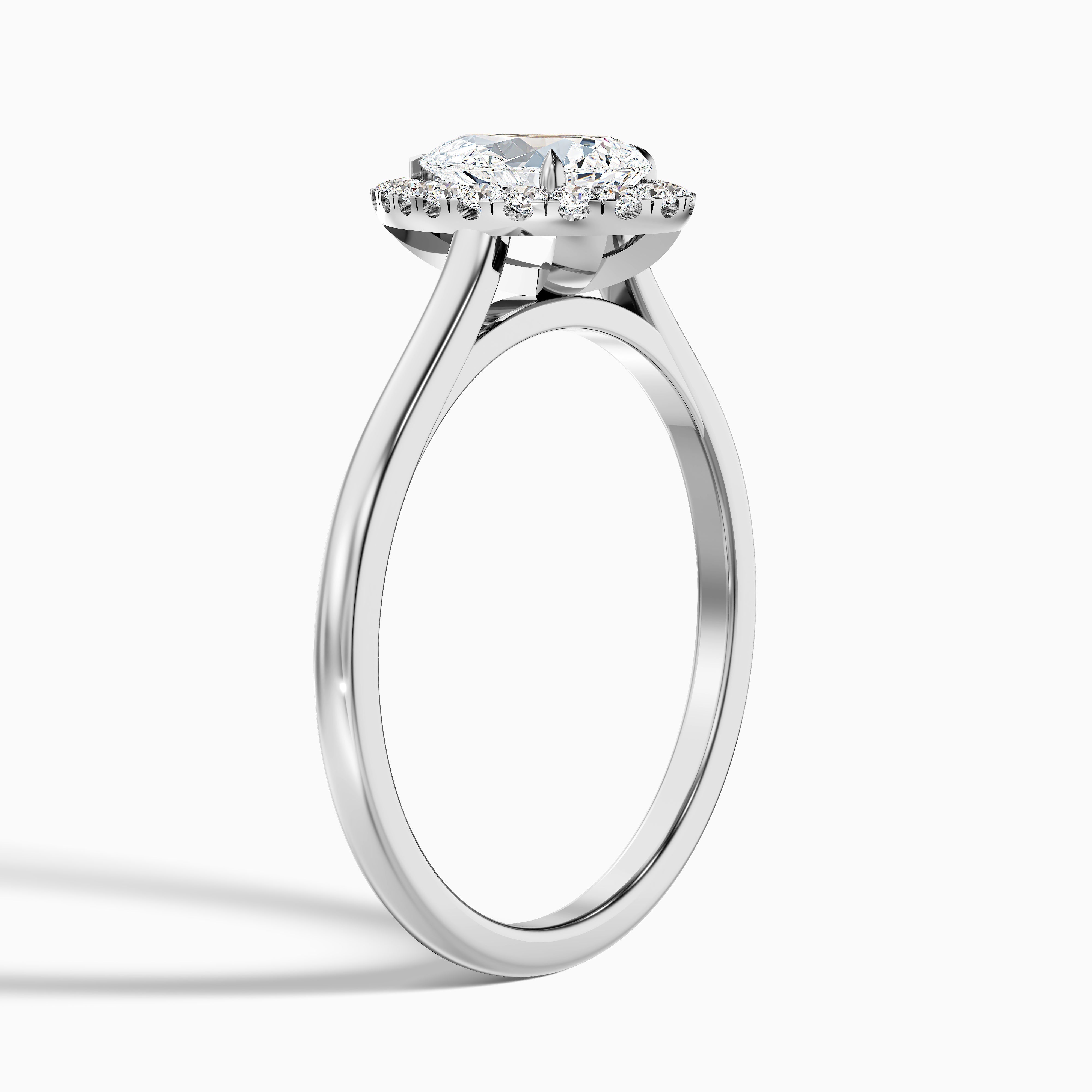 Aura 3 Carat Pear Halo Lab Grown Engagement Ring in 18k White Gold