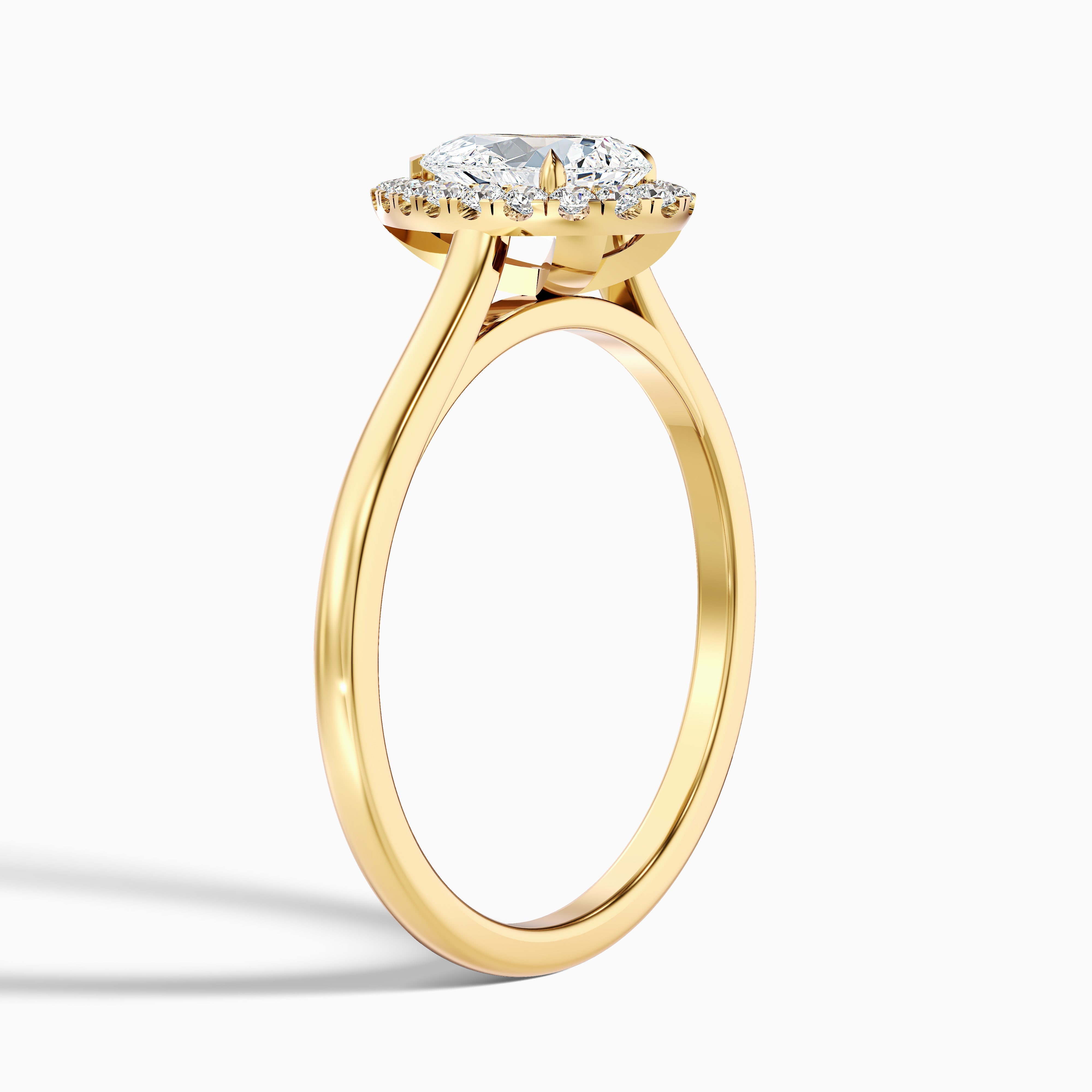 Arya 4.5 Carat Pear Halo Moissanite Diamond Ring in 14k Yellow Gold
