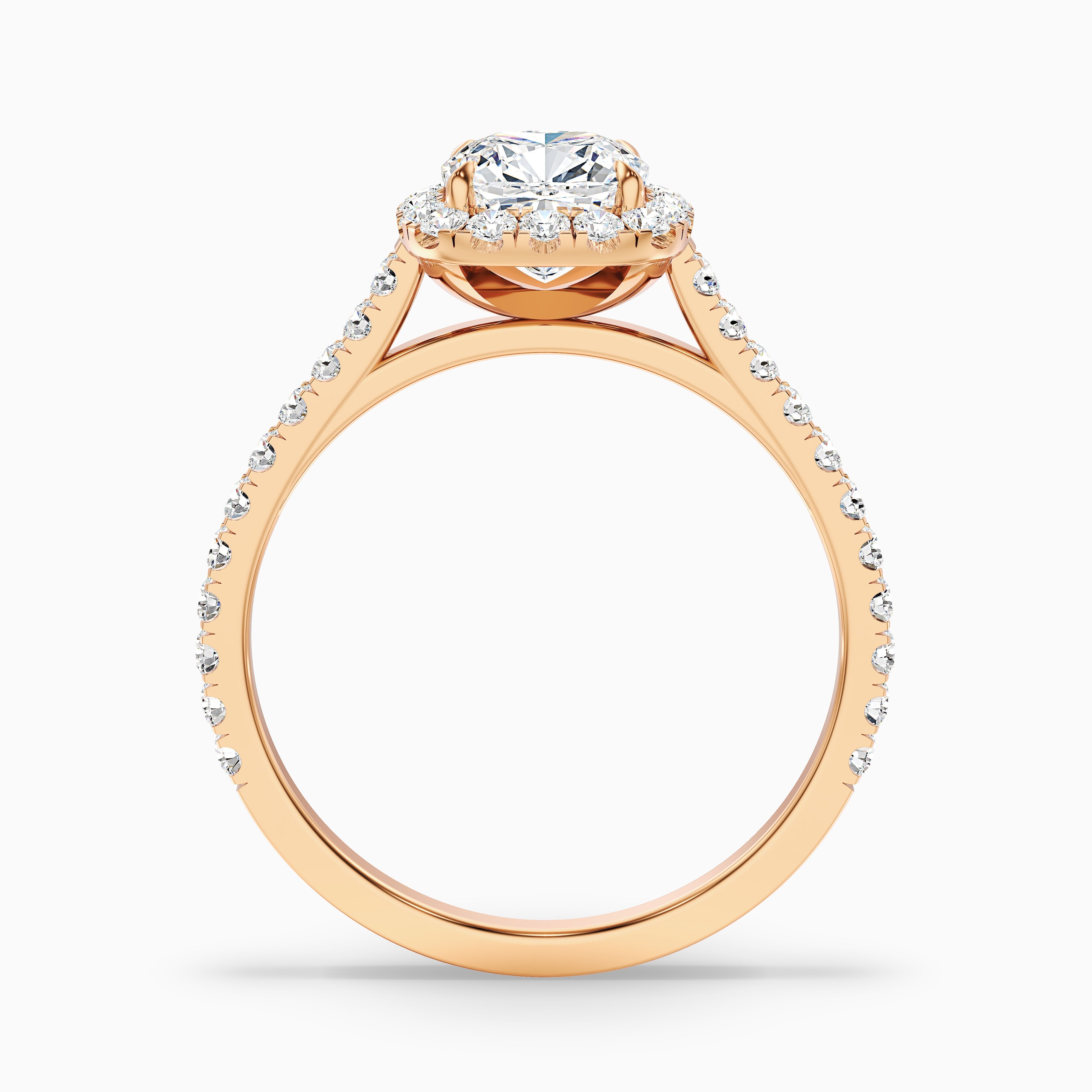 Jini 4 Carat Cushion Cut Halo Pave Moissanite Diamond Ring in Platinum