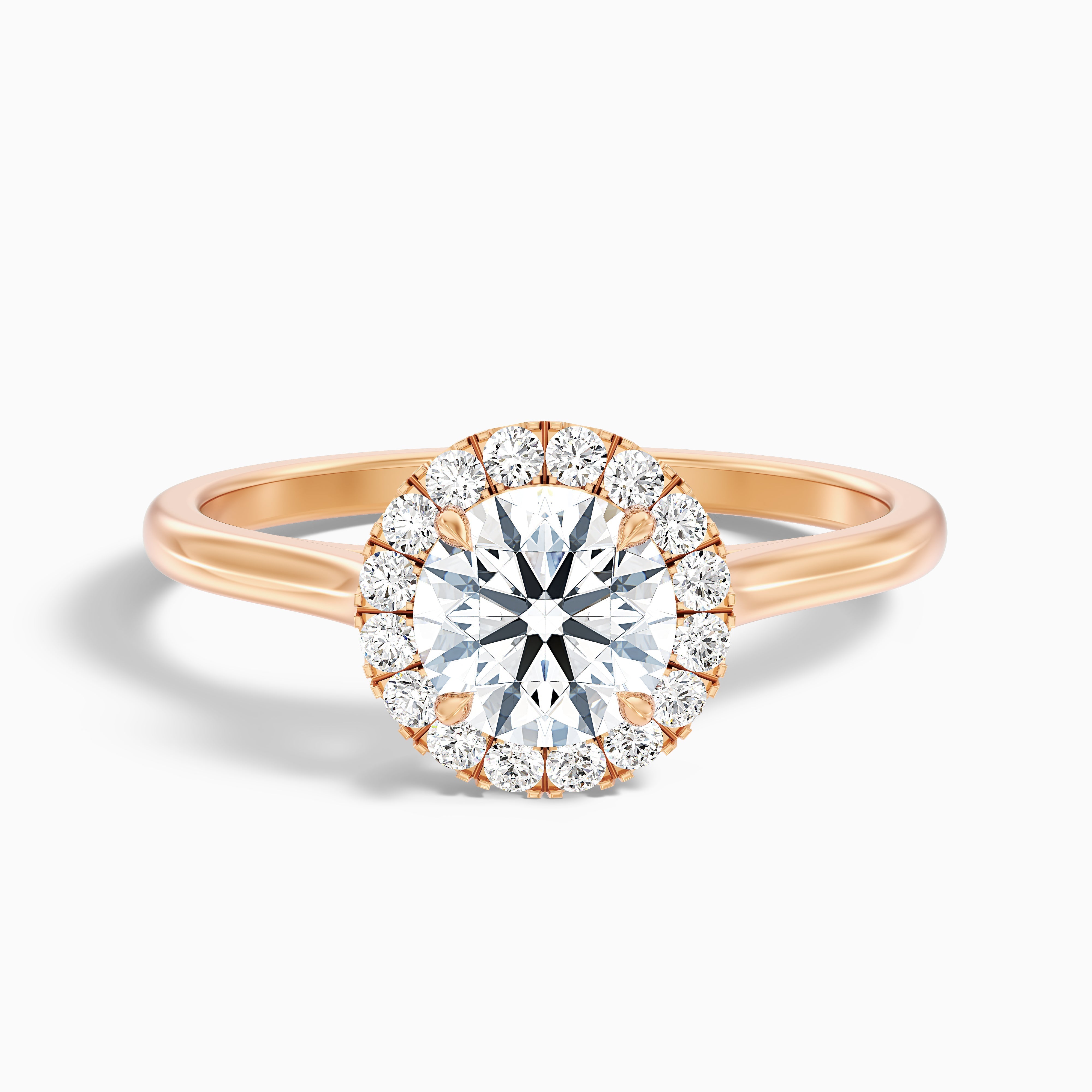 Ember 1 Carat Round Halo Pave Moissanite Diamond Ring in 18k White Gold