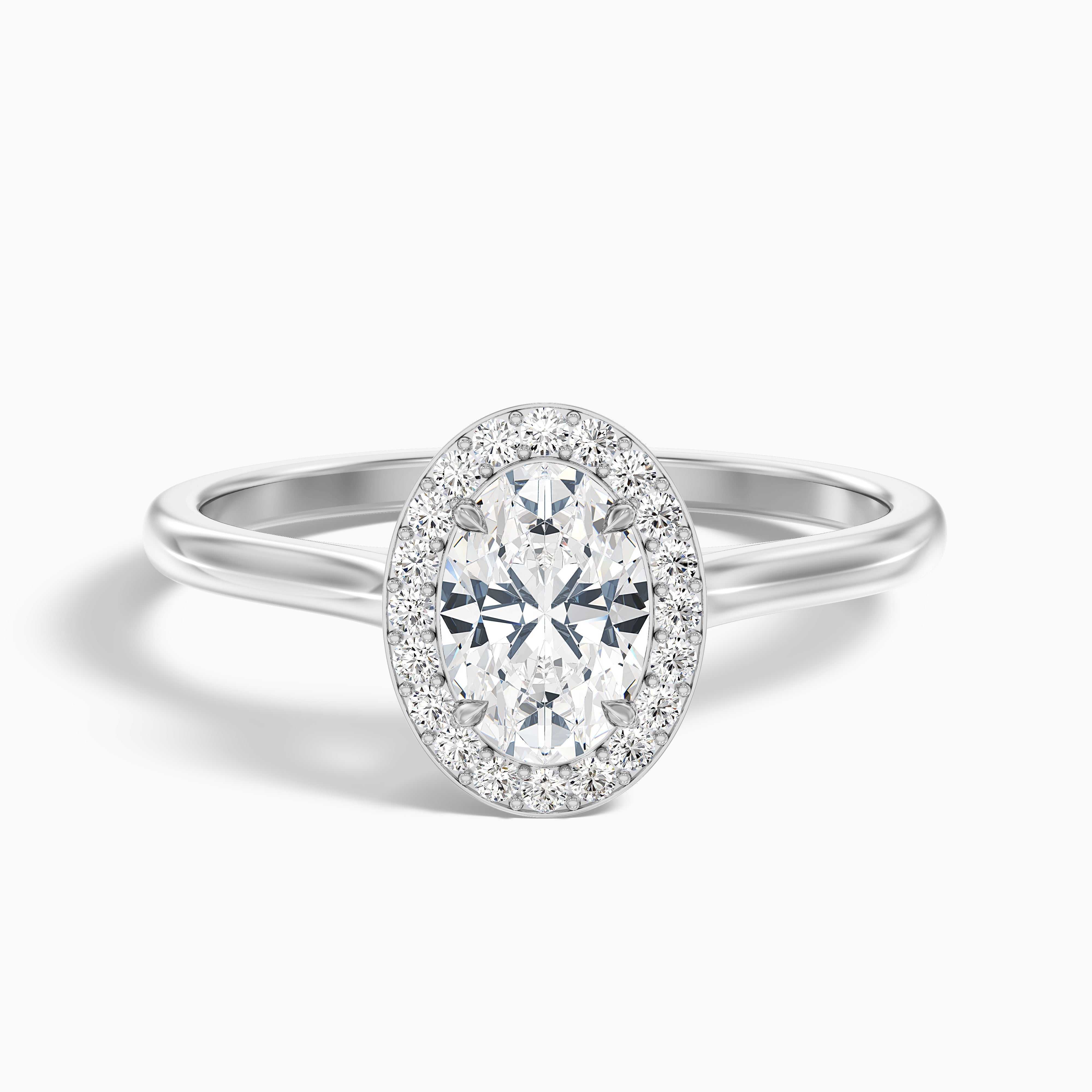 Kyra 1 Carat Oval Cut Halo Moissanite Diamond Ring in 18k Rose Gold
