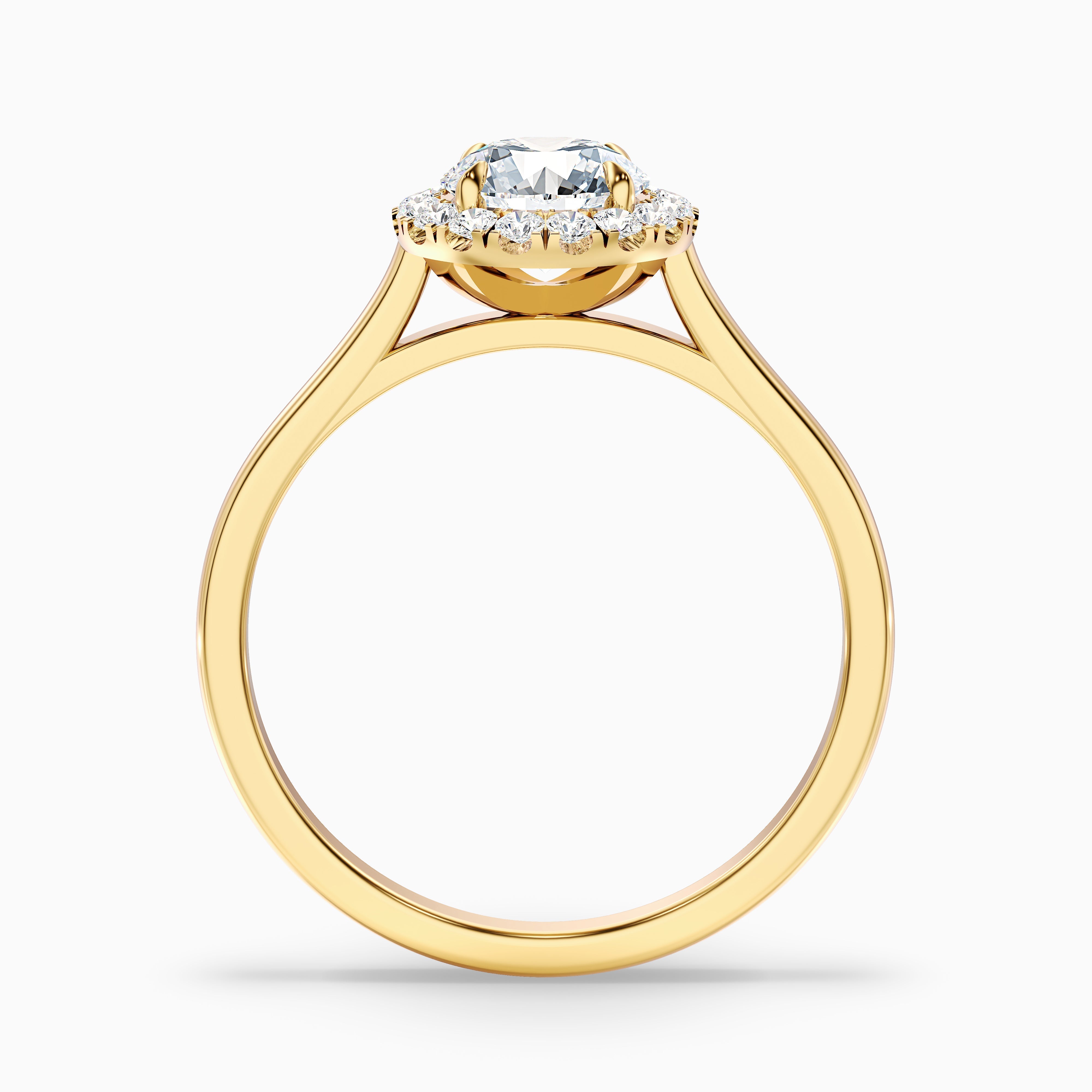 Iva 1 Carat Round Halo Moissanite Diamond Ring in 18k White Gold